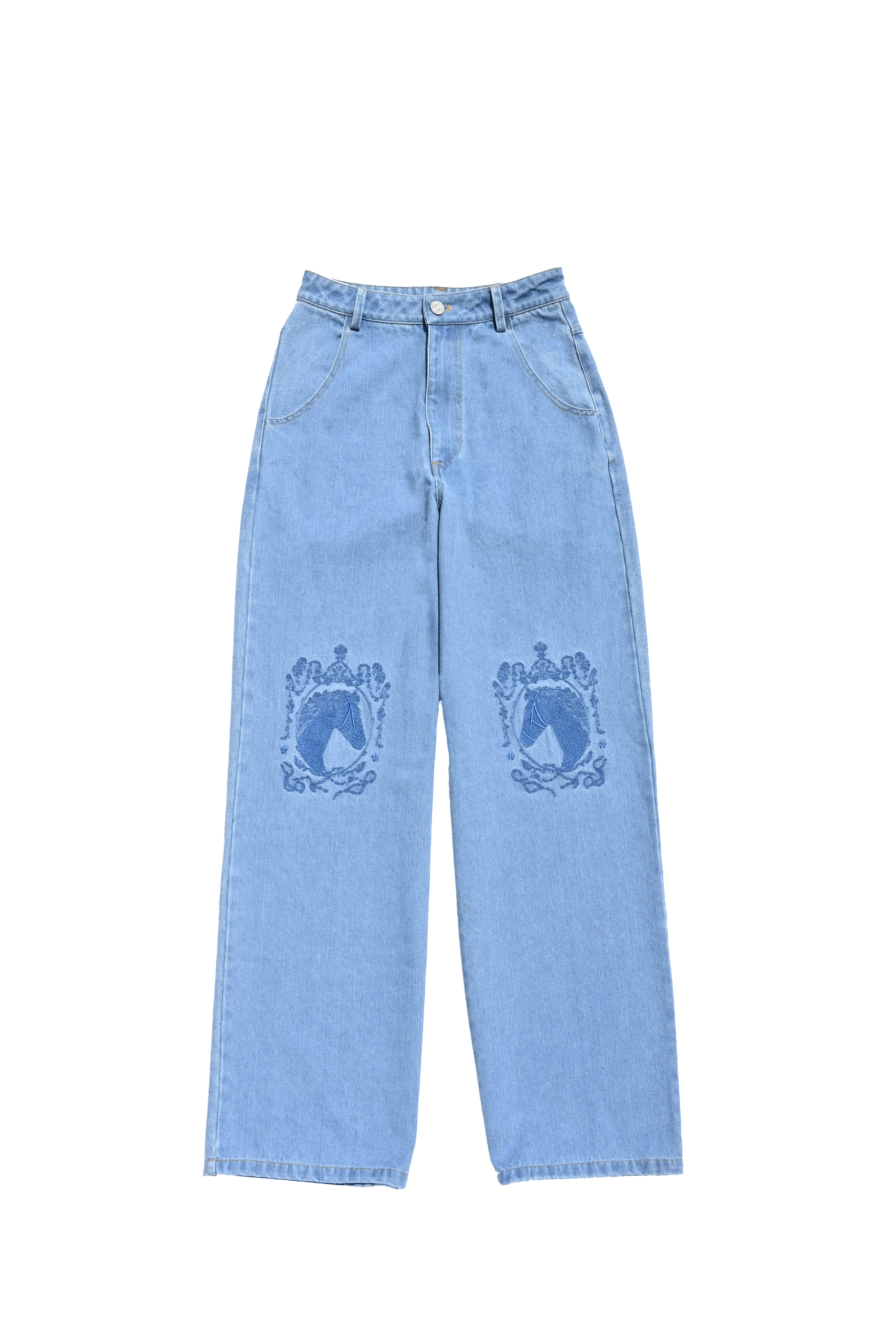 Bronco Embroidered Jeans — Light Wash (Preorder)