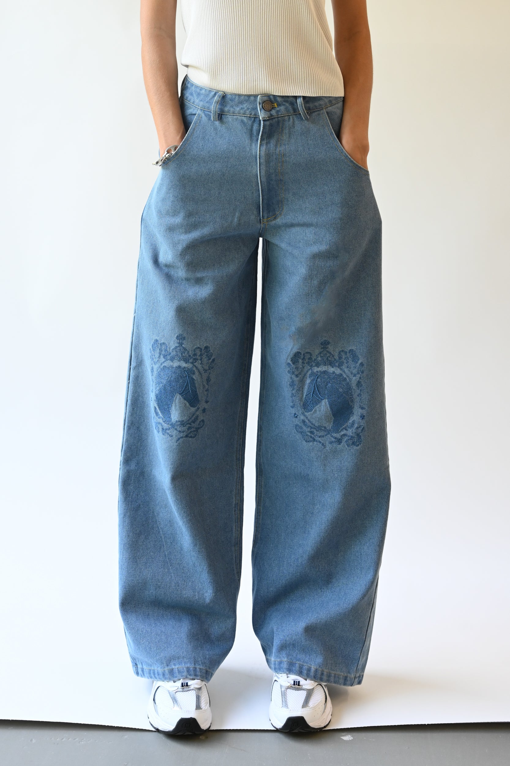 Bronco Embroidered Jeans — Light Wash (Preorder)