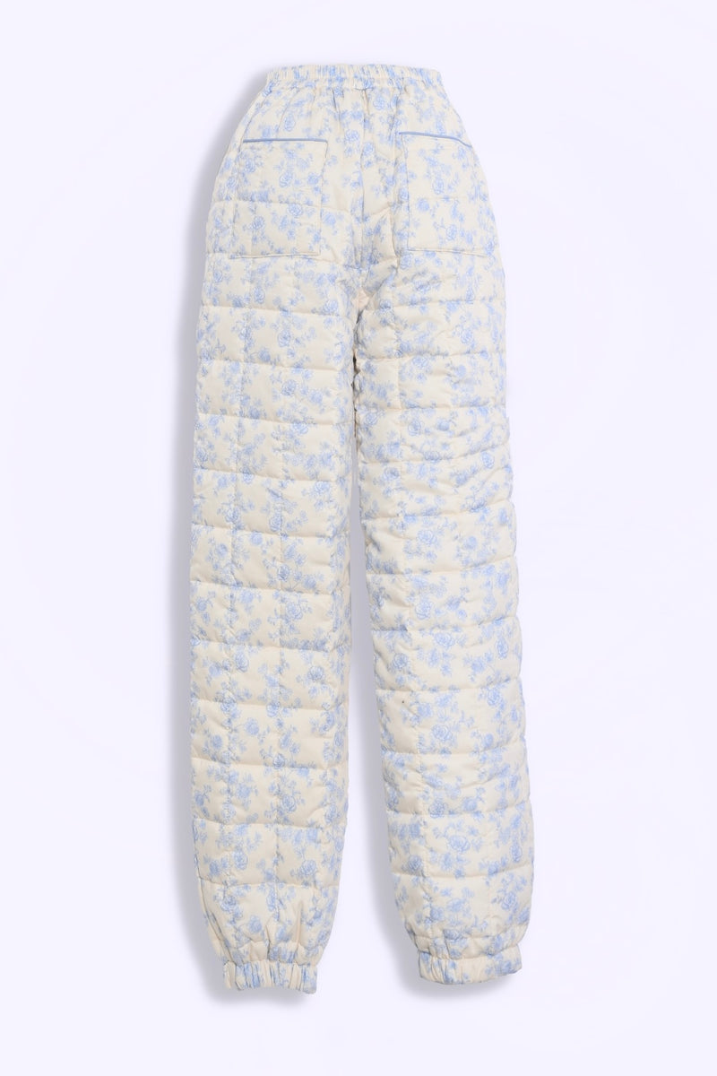 Ada Quilted Joggers — Blue Toile – Yellow The Label