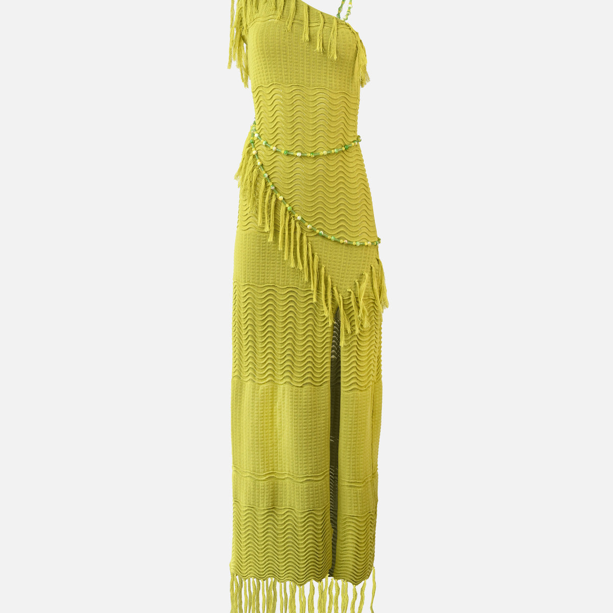 Frida Beaded Dress — Chartreuse