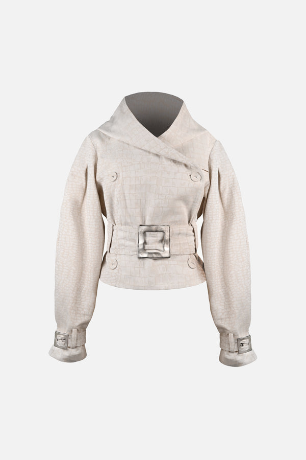 Ganna Belted Jacket — Snakeskin Jacquard