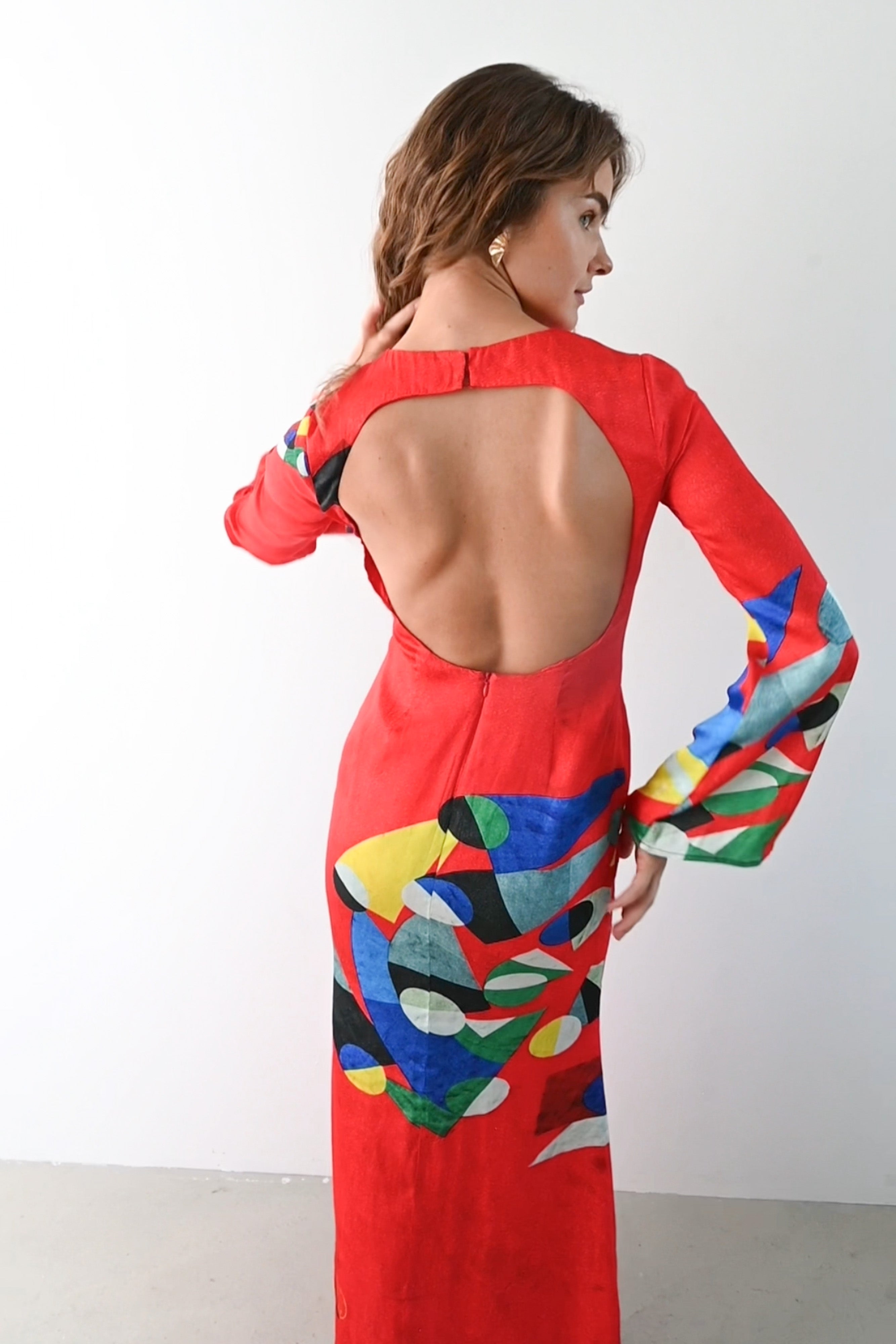 Nova Dress — Red Geometric