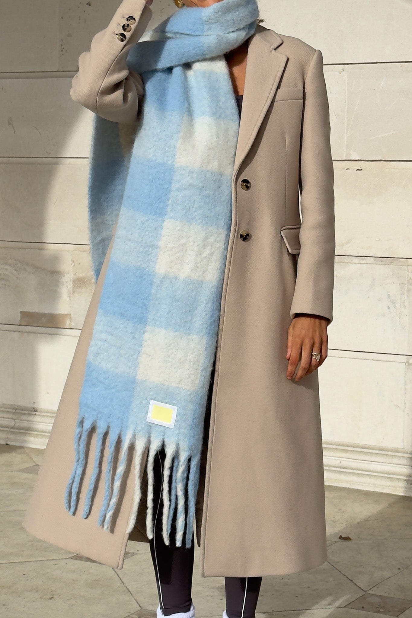 Leah Oversized Blanket Scarf — Baby Blue