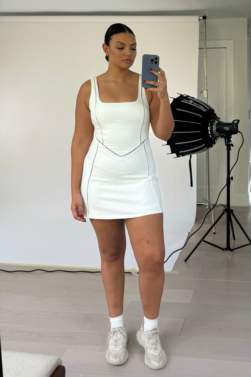 Reese Short Sleeve Tennis Dress — White