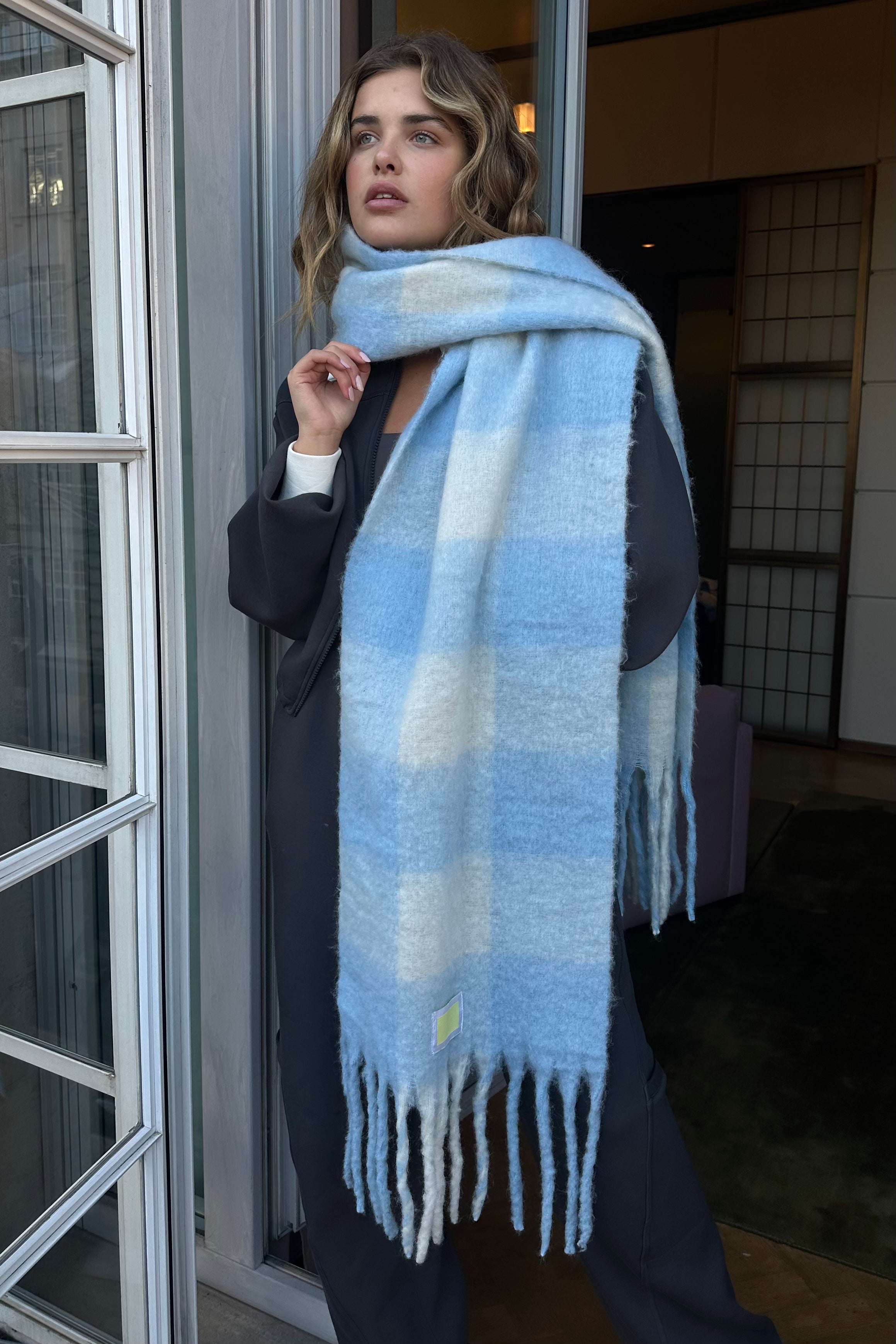 Leah Oversized Blanket Scarf — Baby Blue