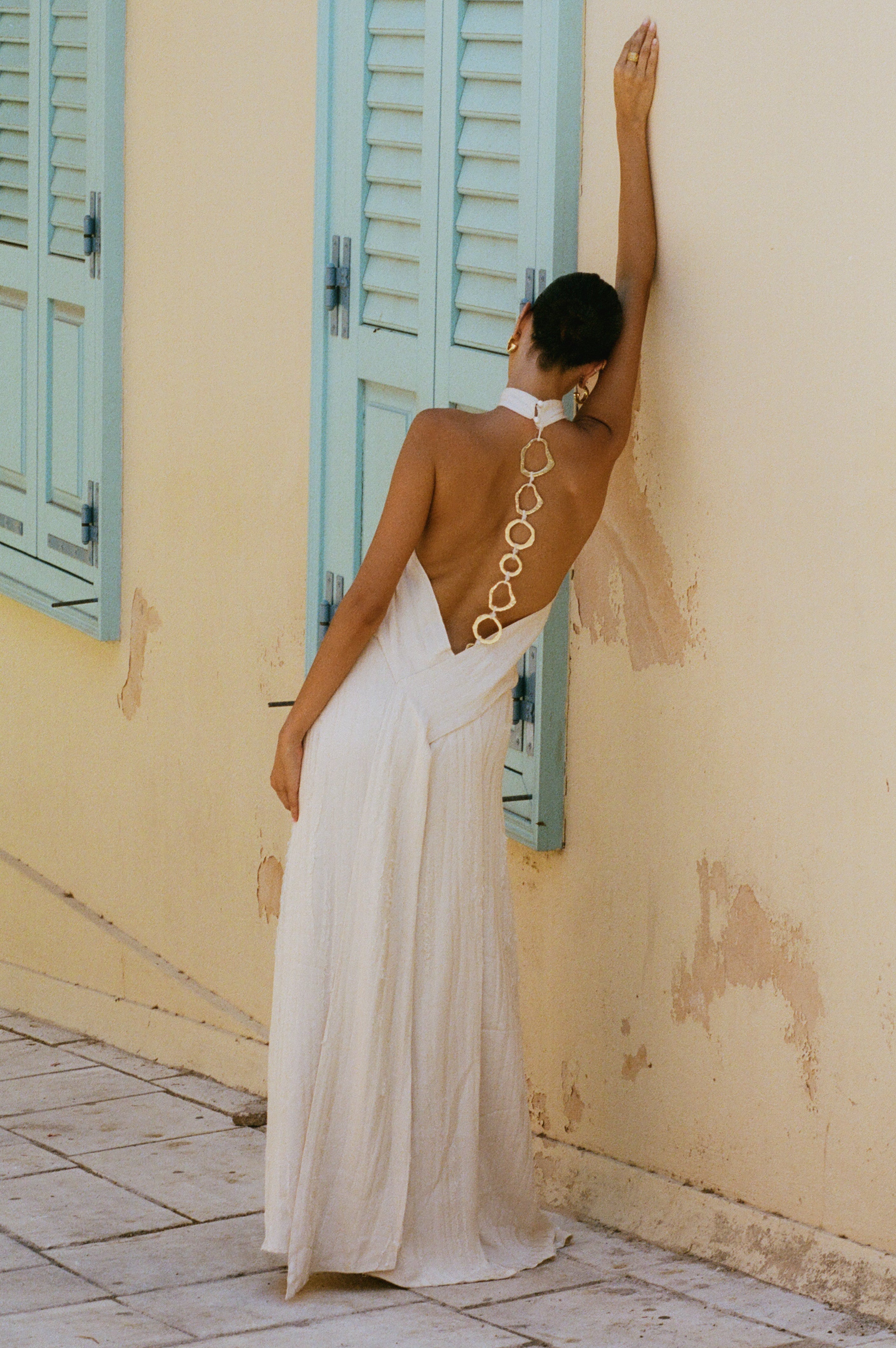 Palmetto Textured Dress — Ivory