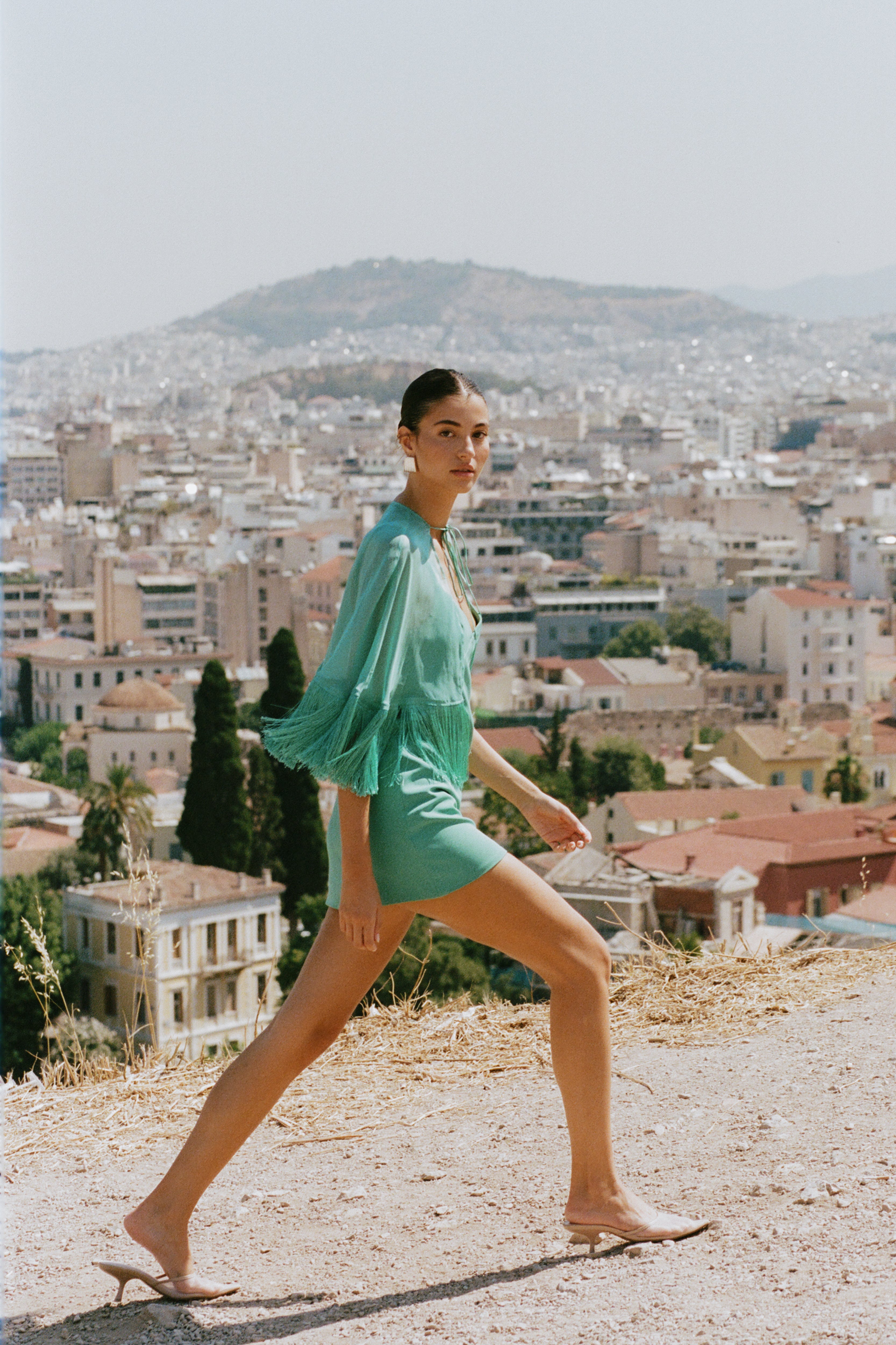 Callan Cape Dress — Teal