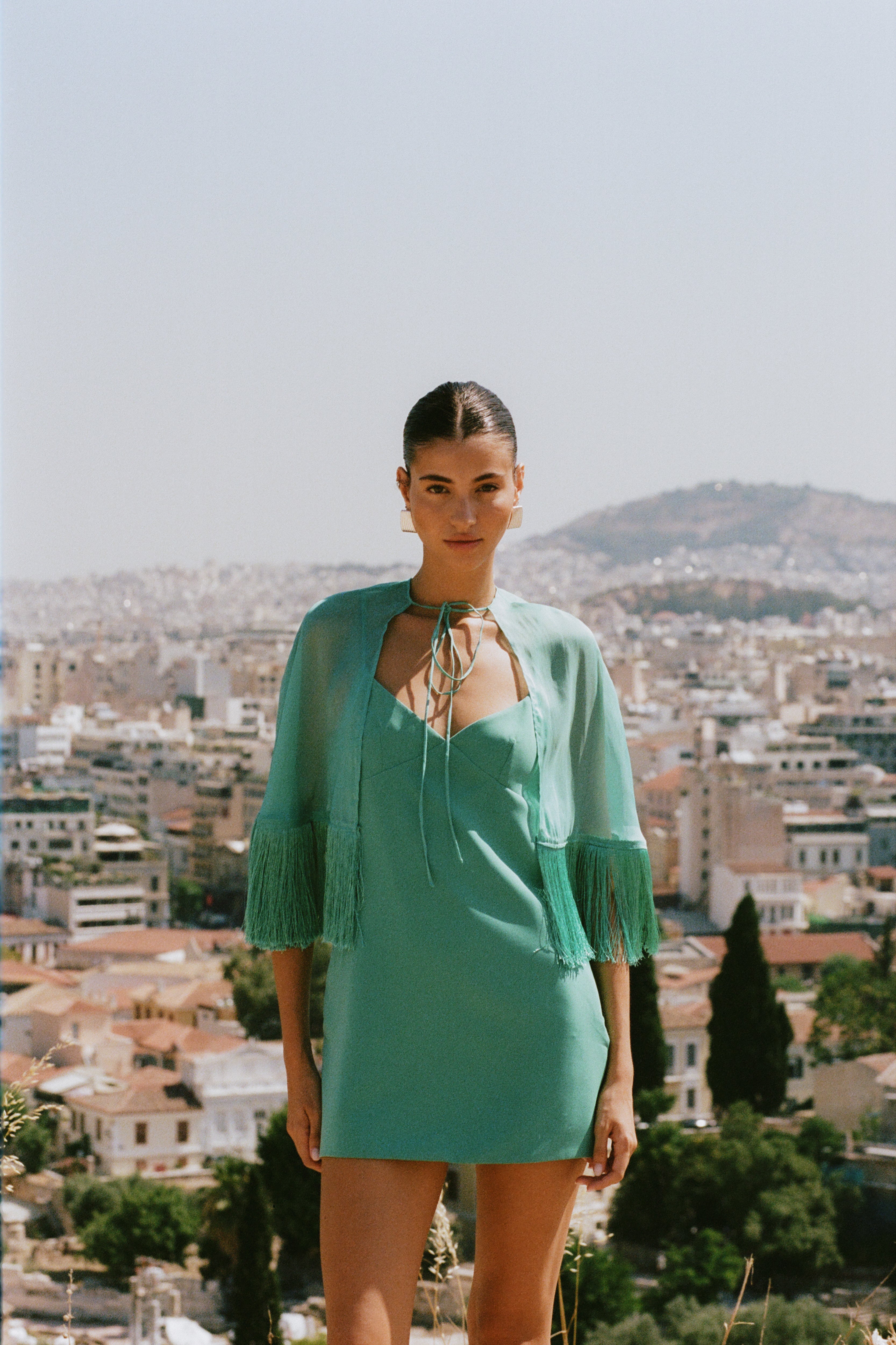 Callan Cape Dress — Teal