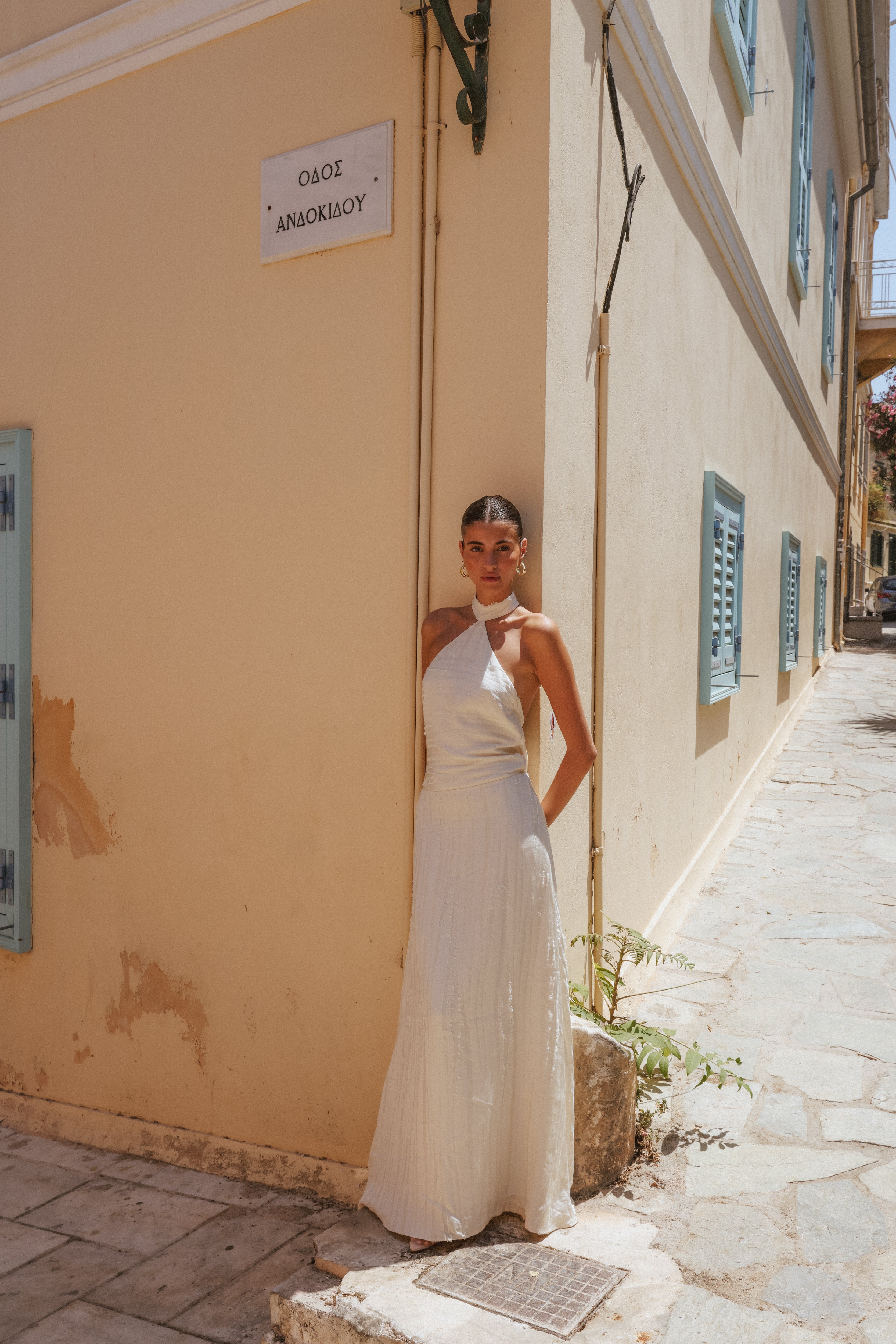 Palmetto Textured Dress — Ivory