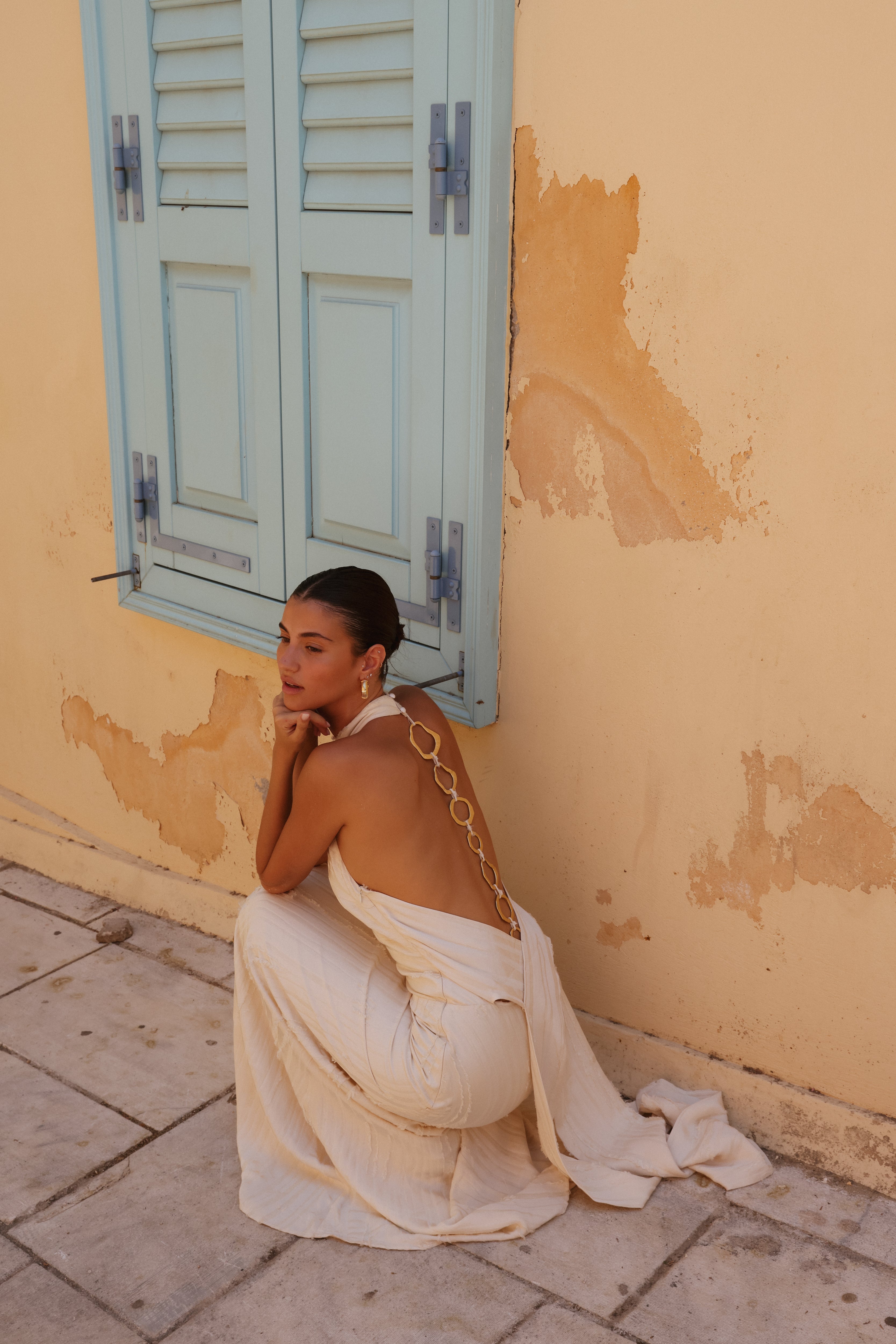 Palmetto Textured Dress — Ivory
