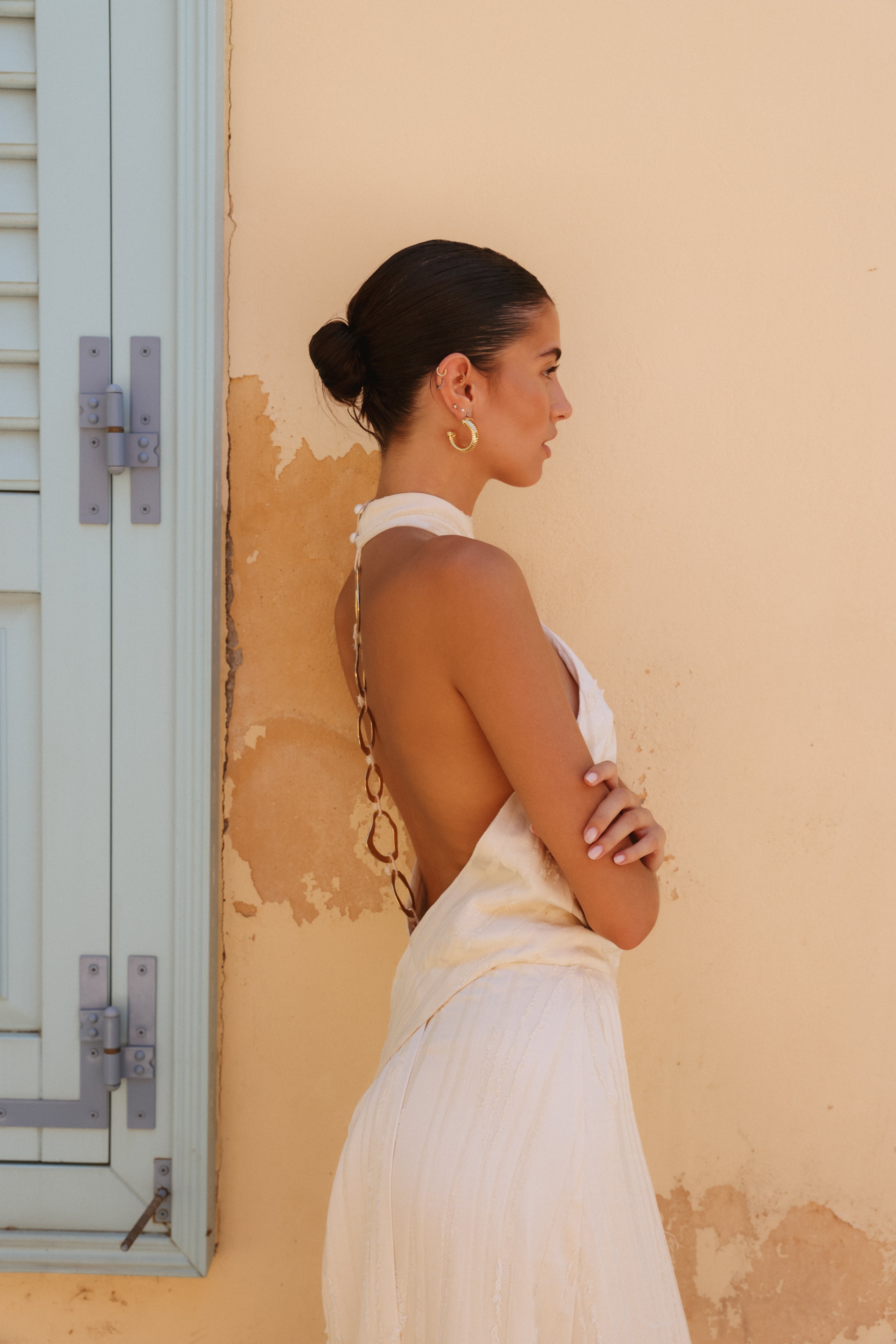 Palmetto Textured Dress — Ivory