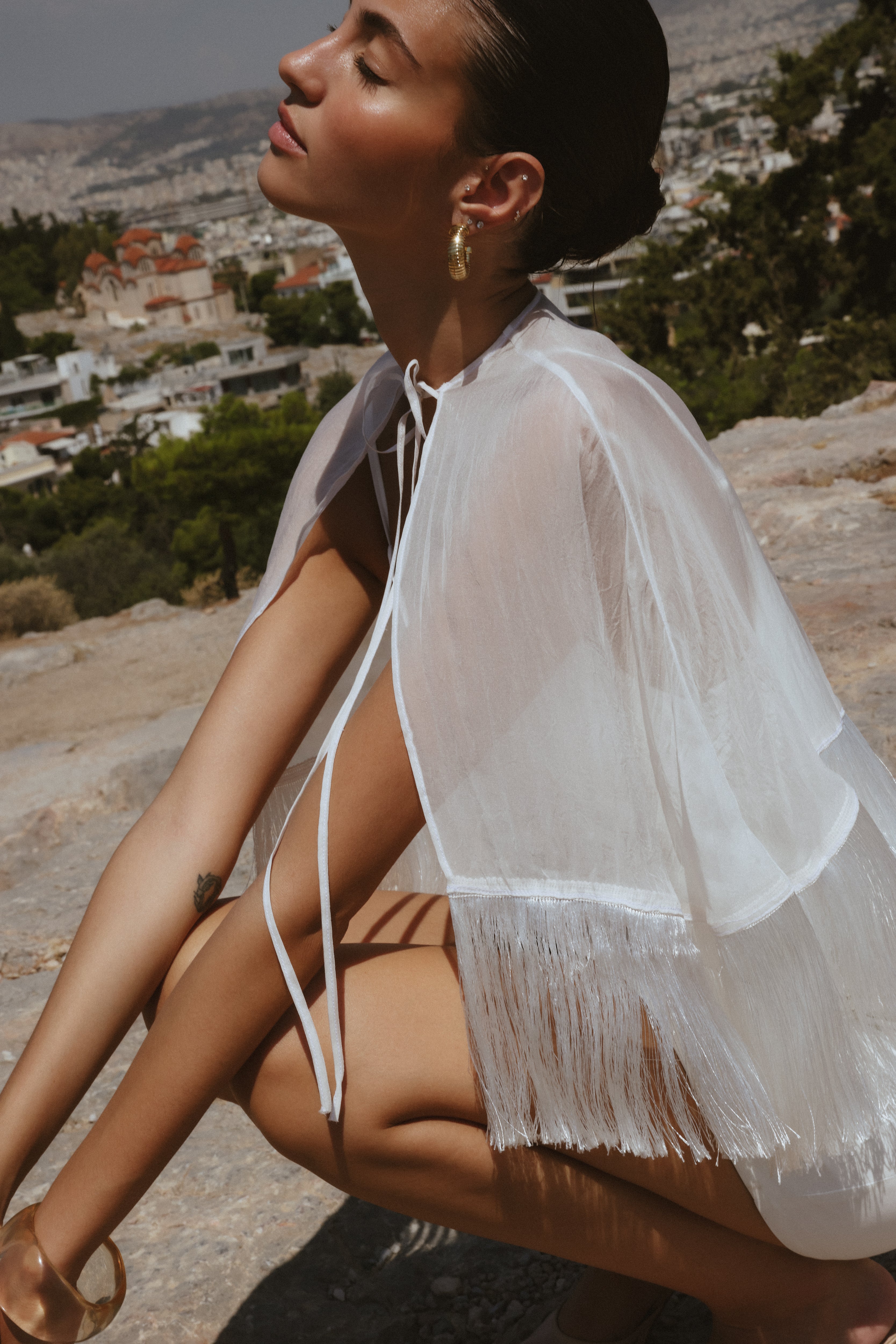 Callan Cape Dress — White