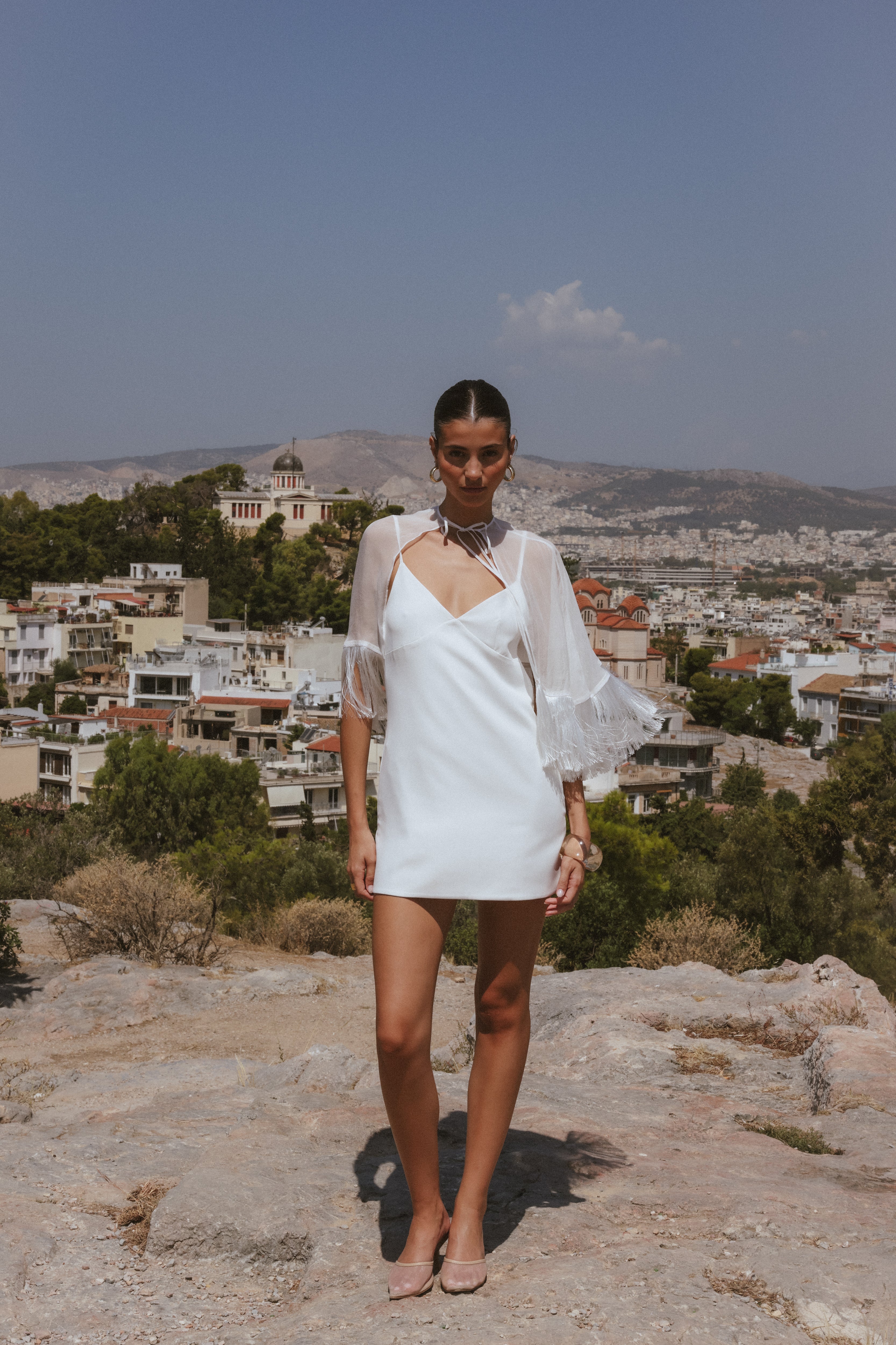 Callan Cape Dress — White