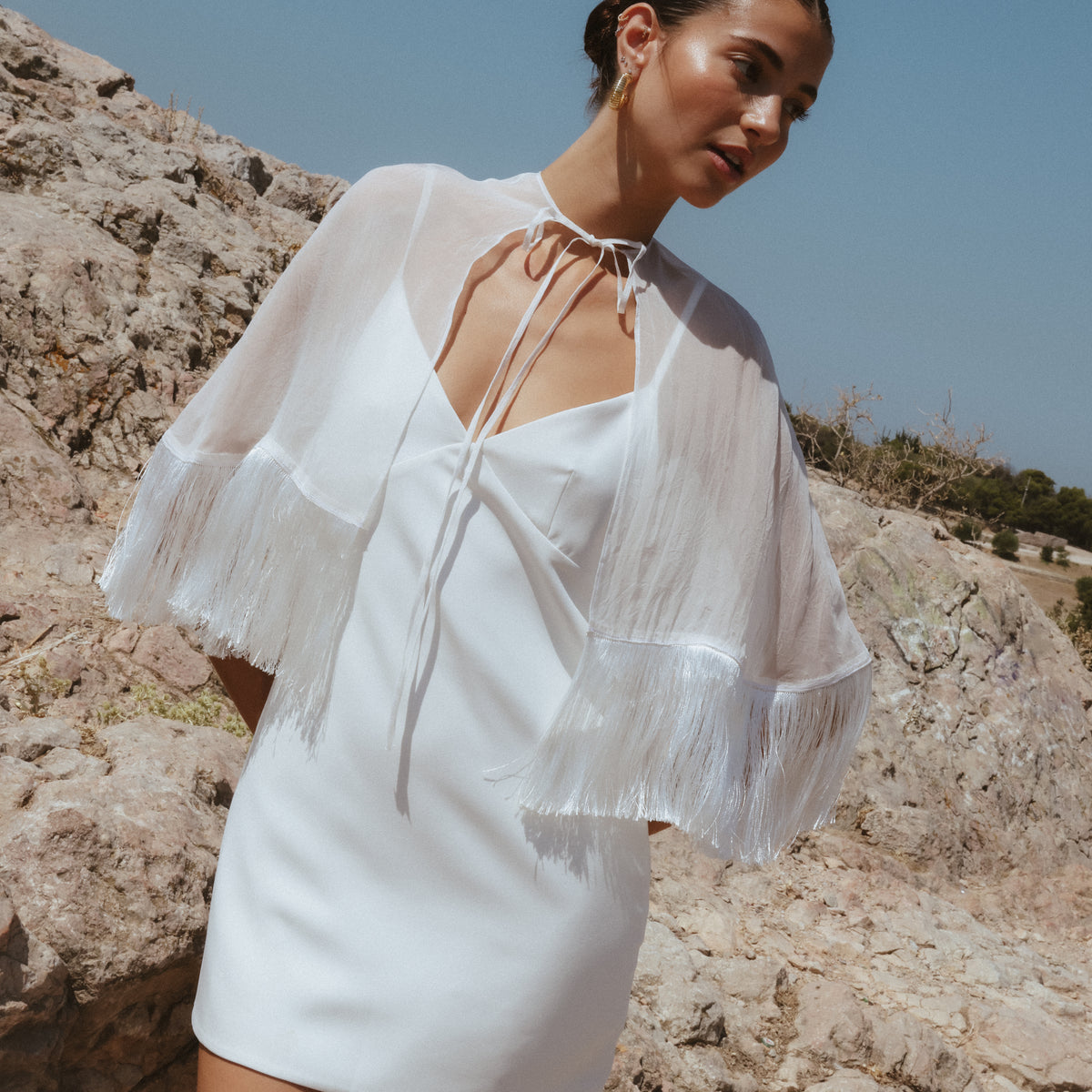 Callan Cape Dress — White