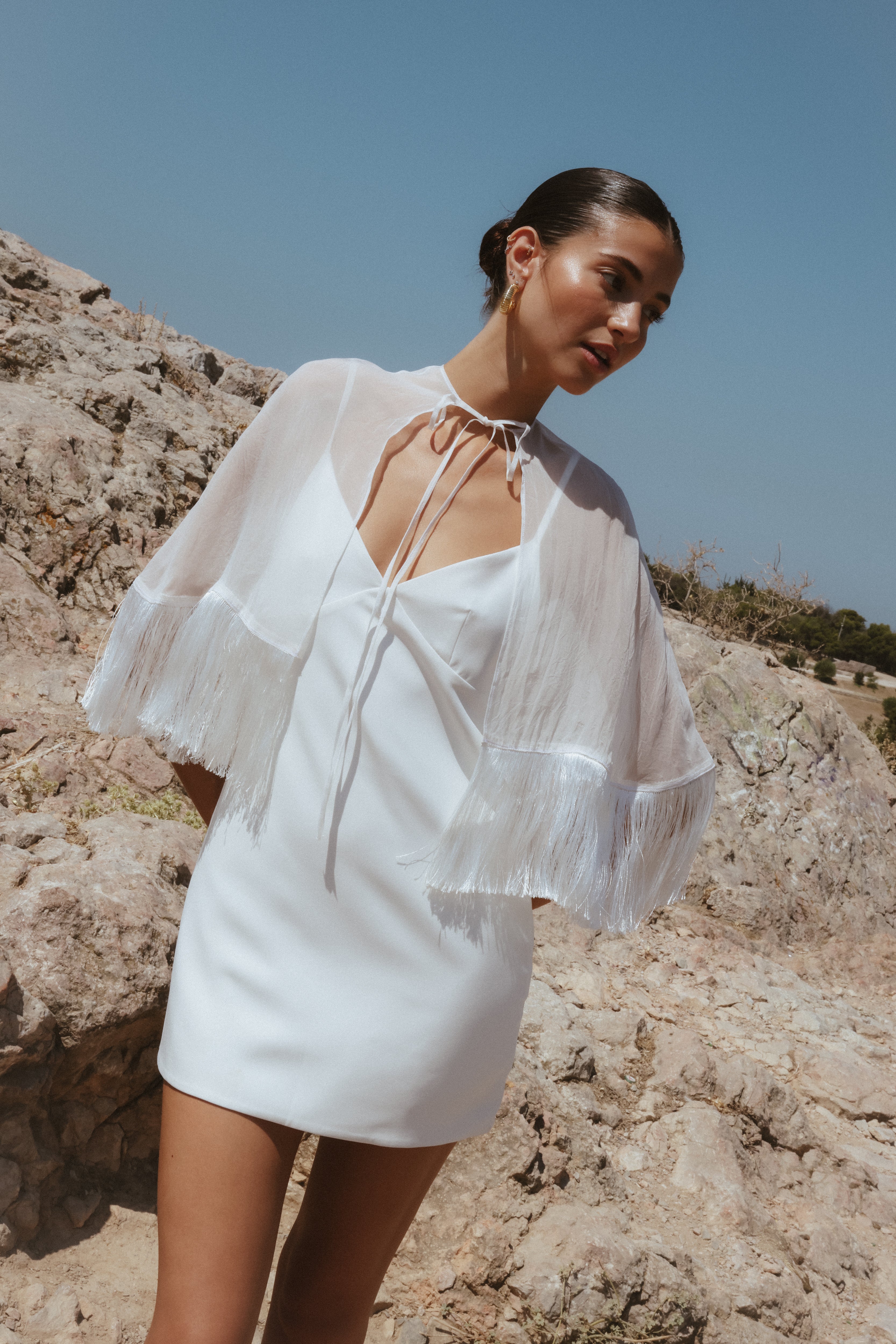 Callan Cape Dress — White