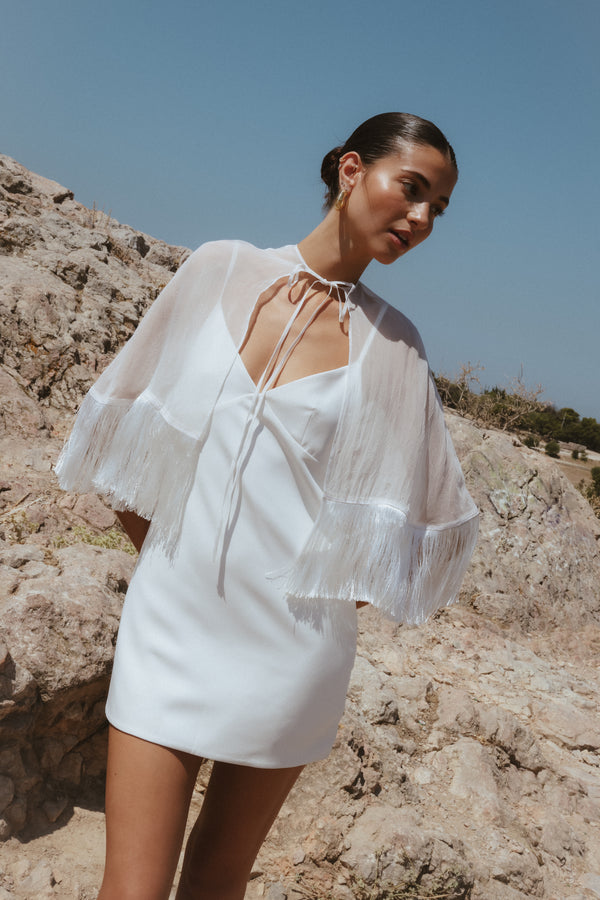 Callan Cape Dress — White