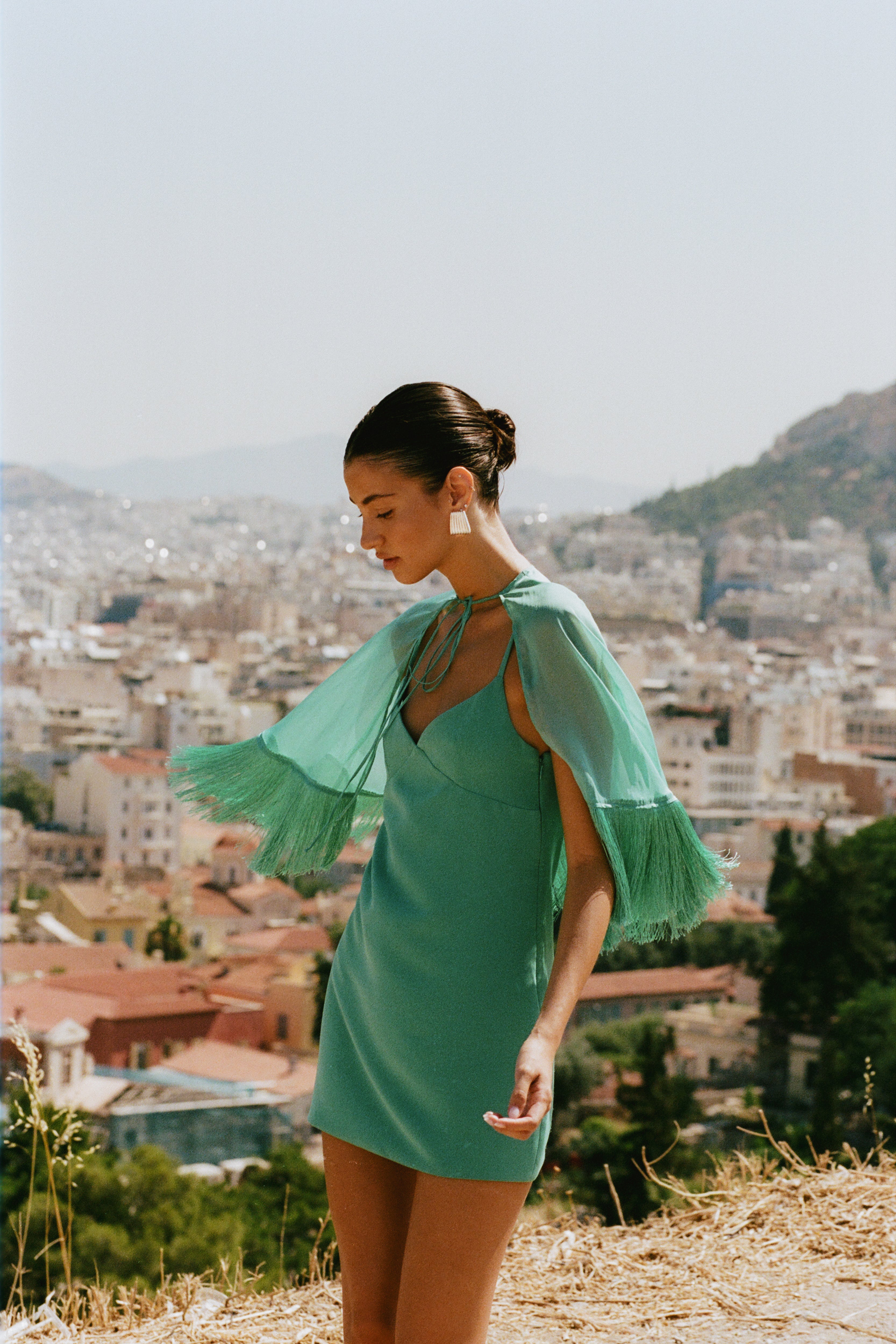 Callan Cape Dress — Teal