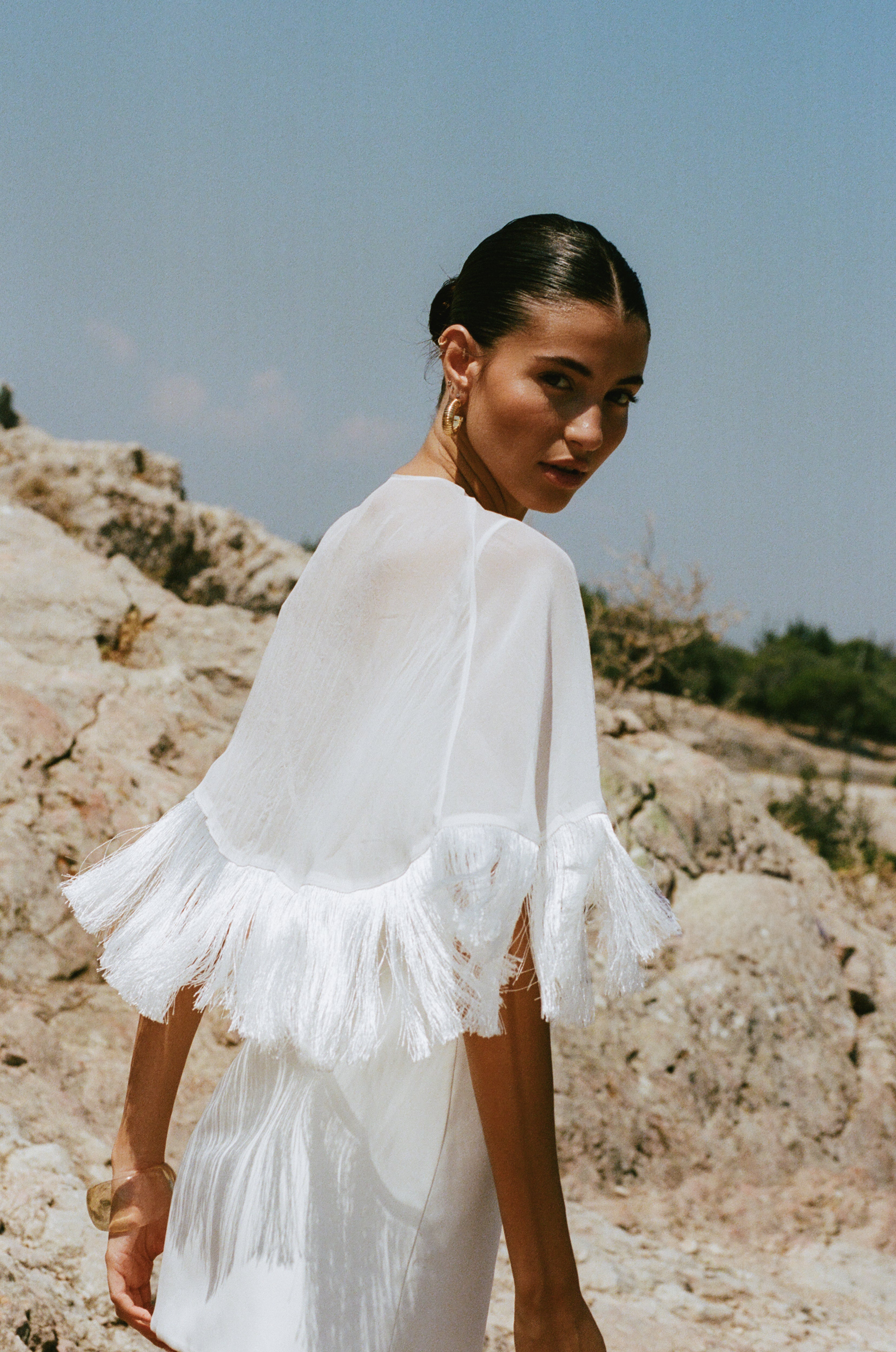 Callan Cape Dress — White