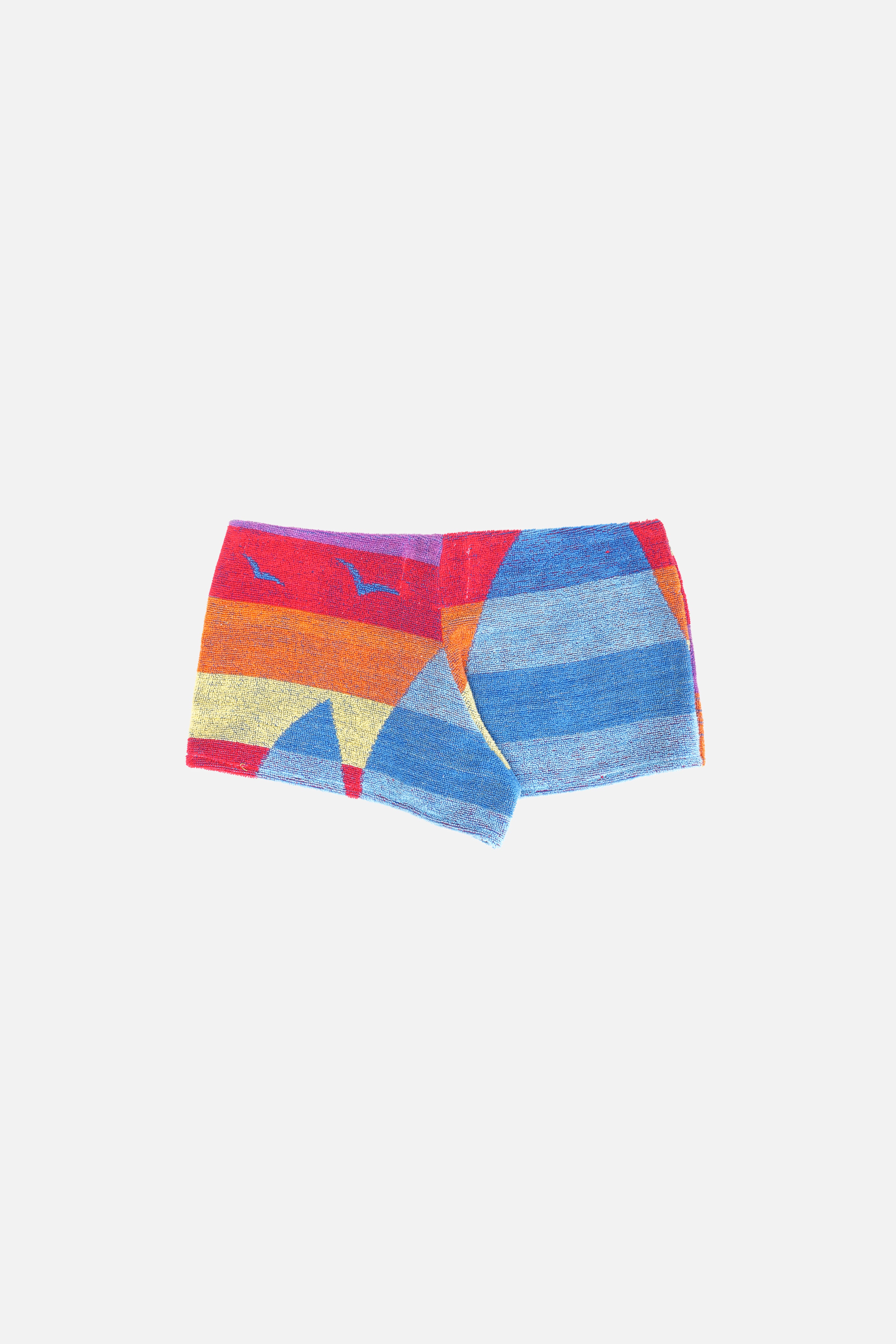 Towel Upcycled Mini Shorts — Marina Stripe