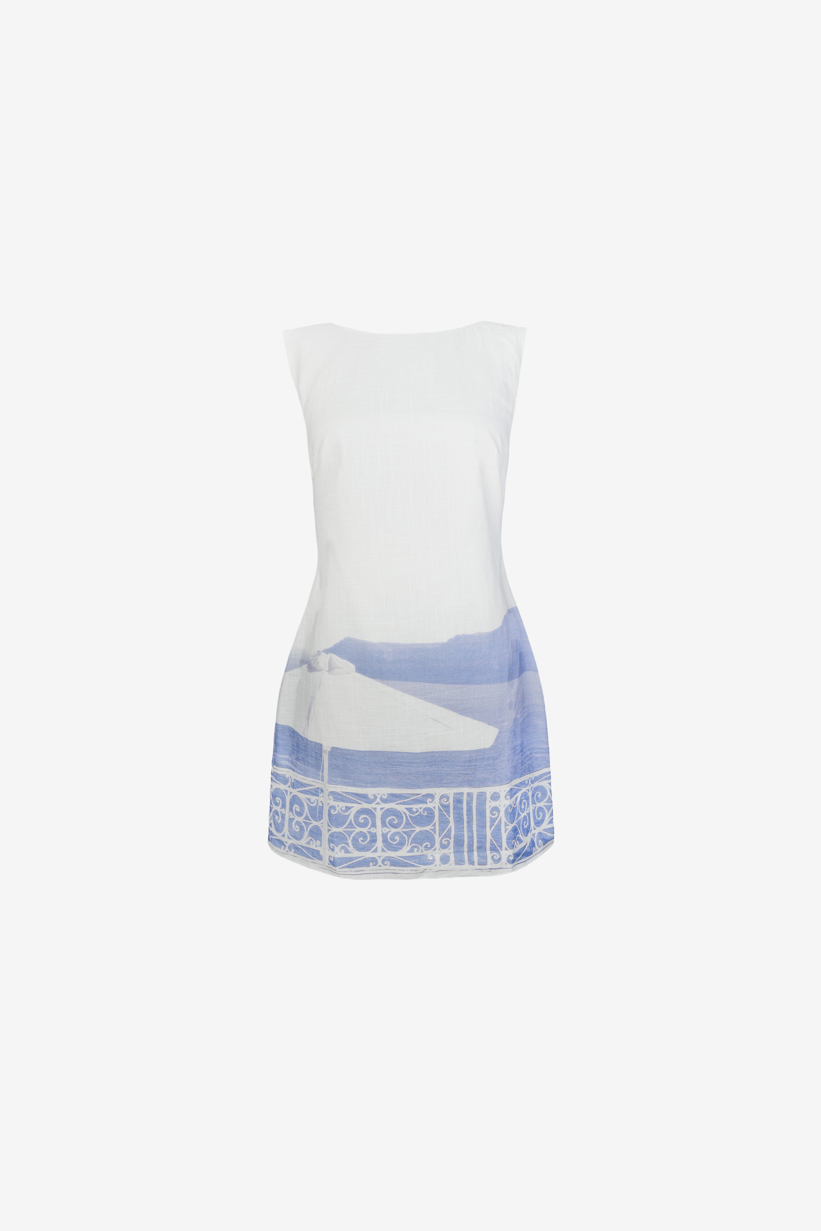 Mason Linen Dress in Balcony wrought iron print, view 4