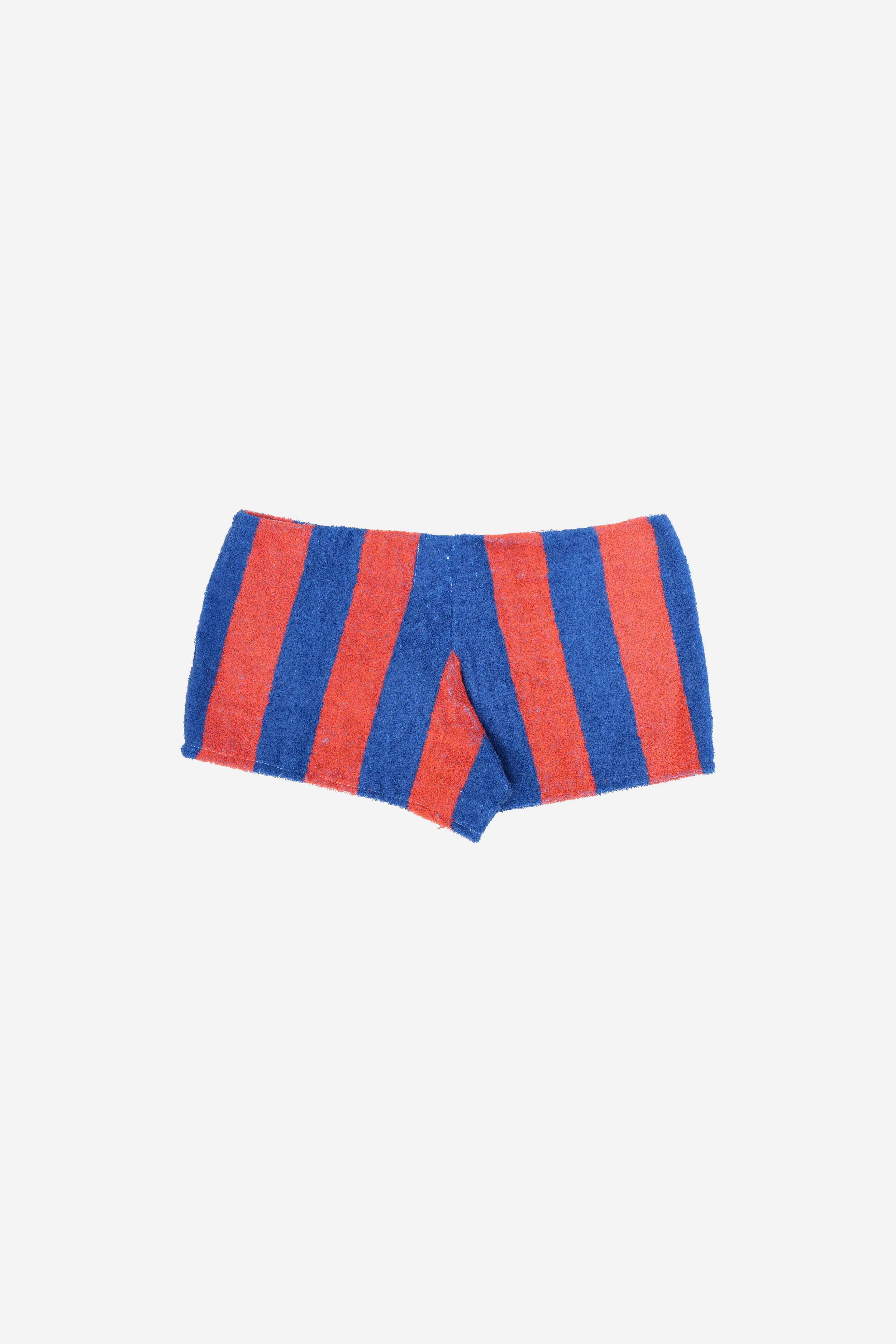 Towel Upcycled Mini Shorts — Bold Stripe