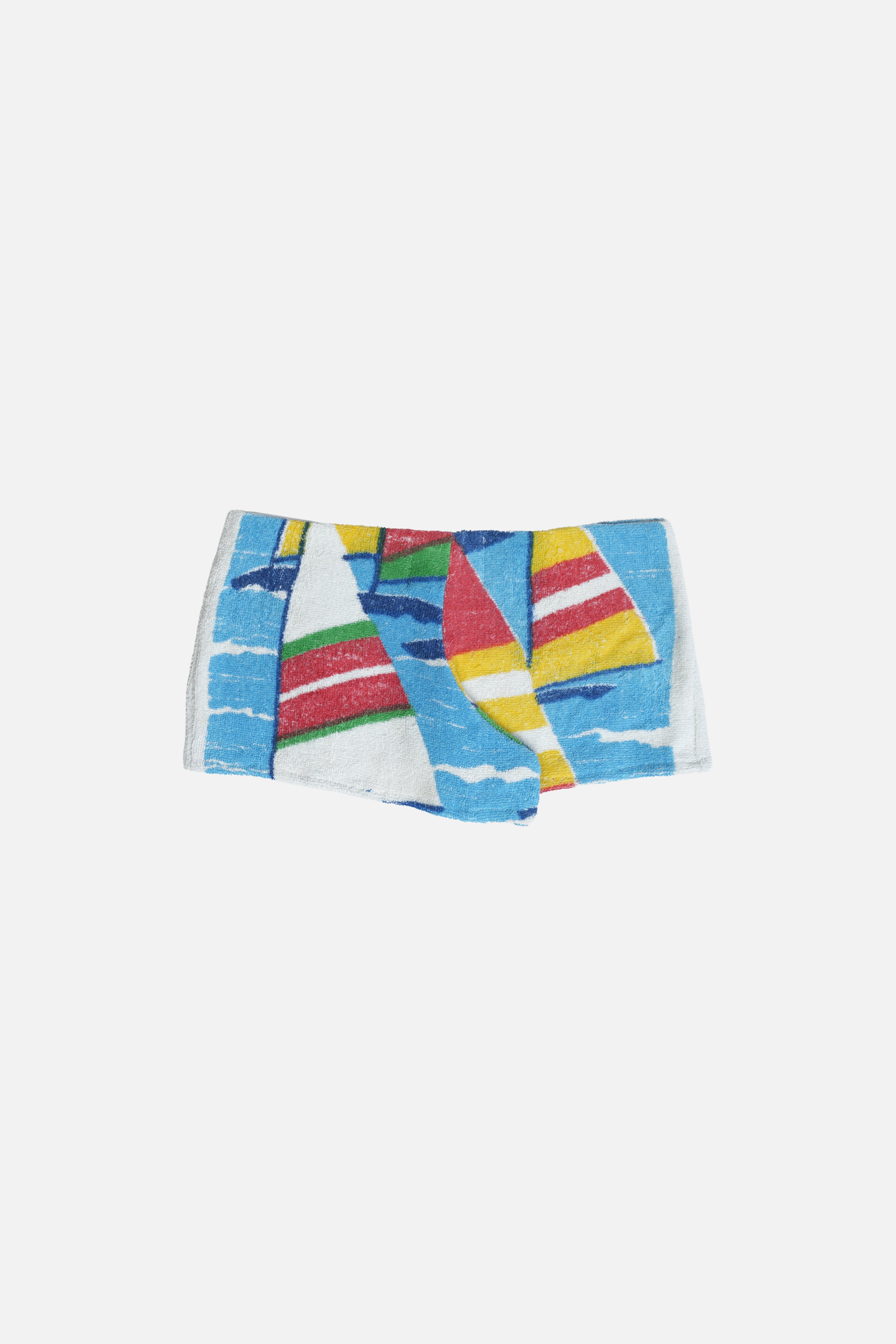 Towel Upcycled Mini Shorts — Retro Sail