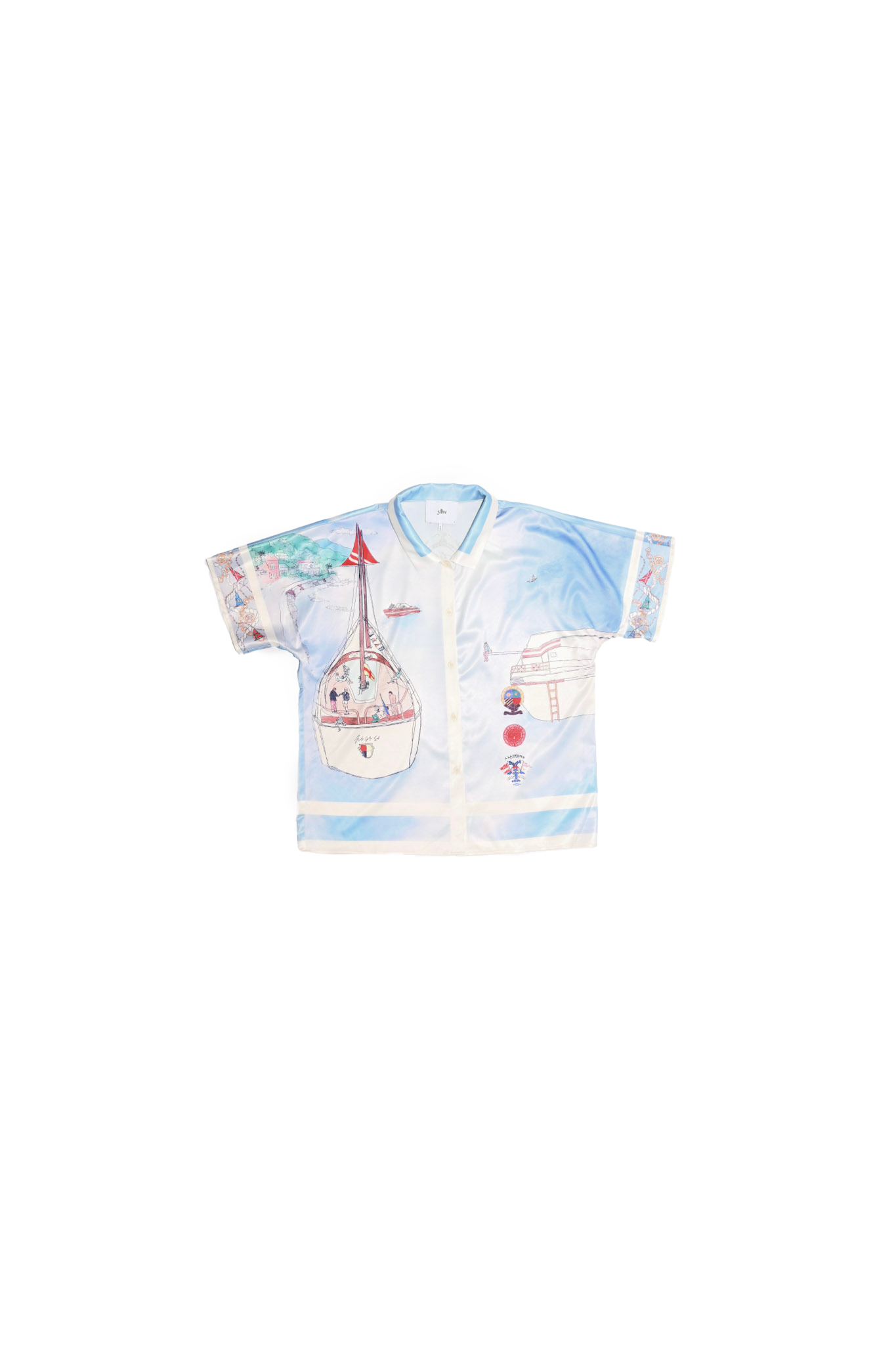 Zeilboot kunst scène Unisex shirt