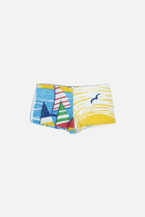 Towel Upcycled Mini Shorts — Sailor
