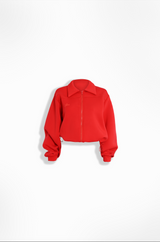 Kasey Scuba Zip Up Jacket — Ruby