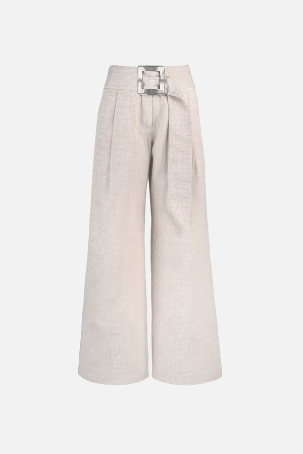Soli Belted Pant — Snakeskin Jacquard