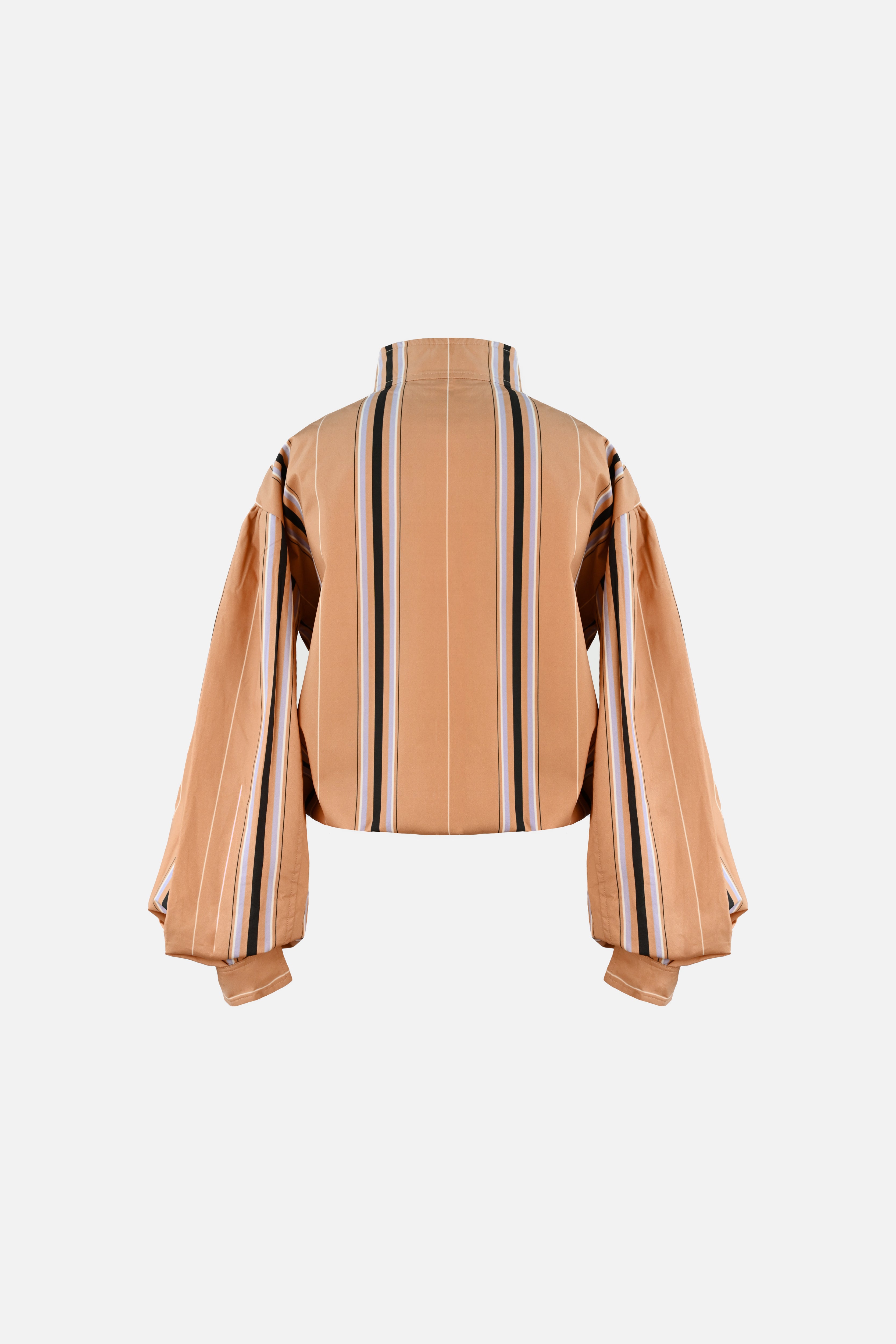 Stacy Cotton Boxy Jacket — Camel Striped