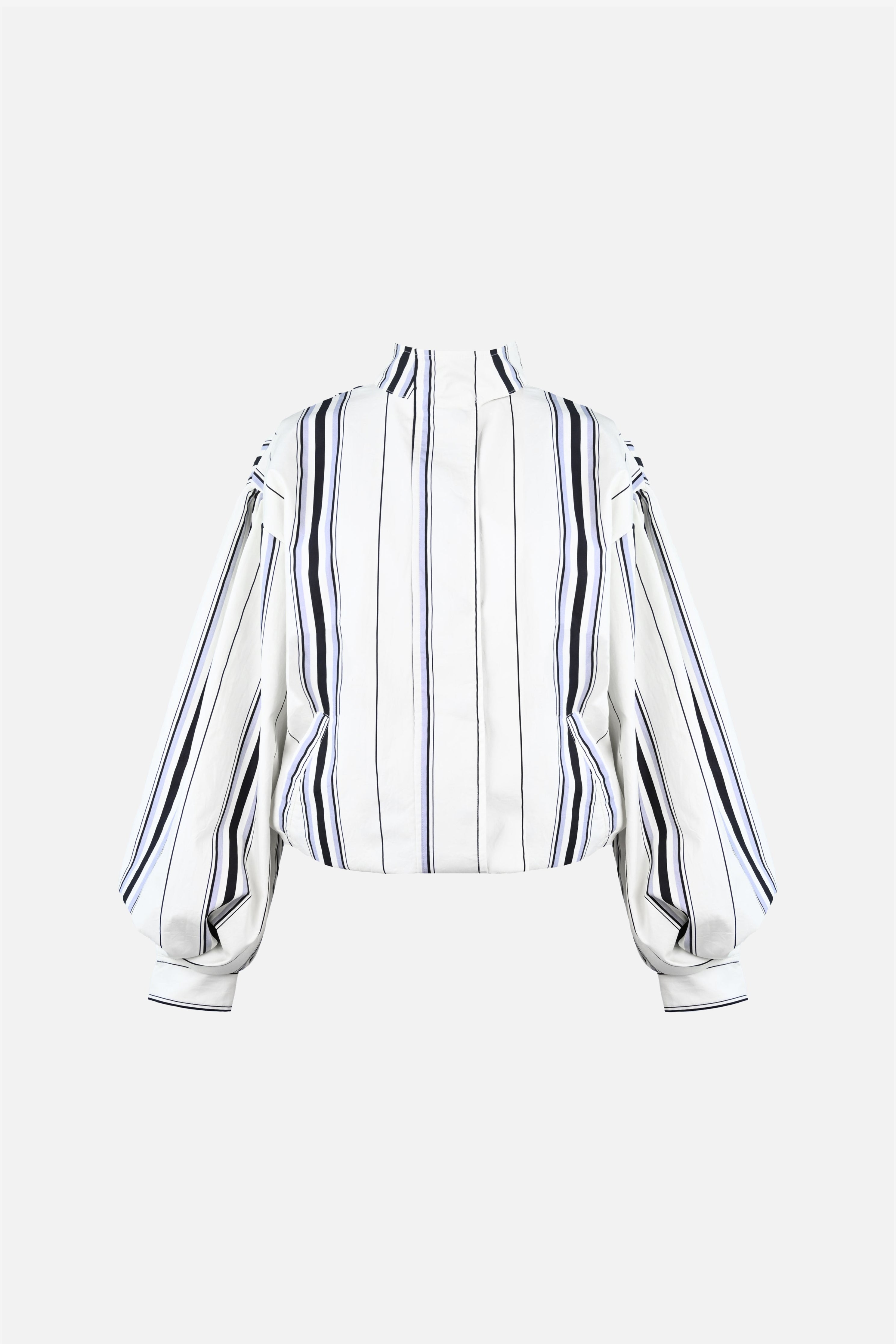 Stacy Cotton Boxy Jacket — Offwhite Striped