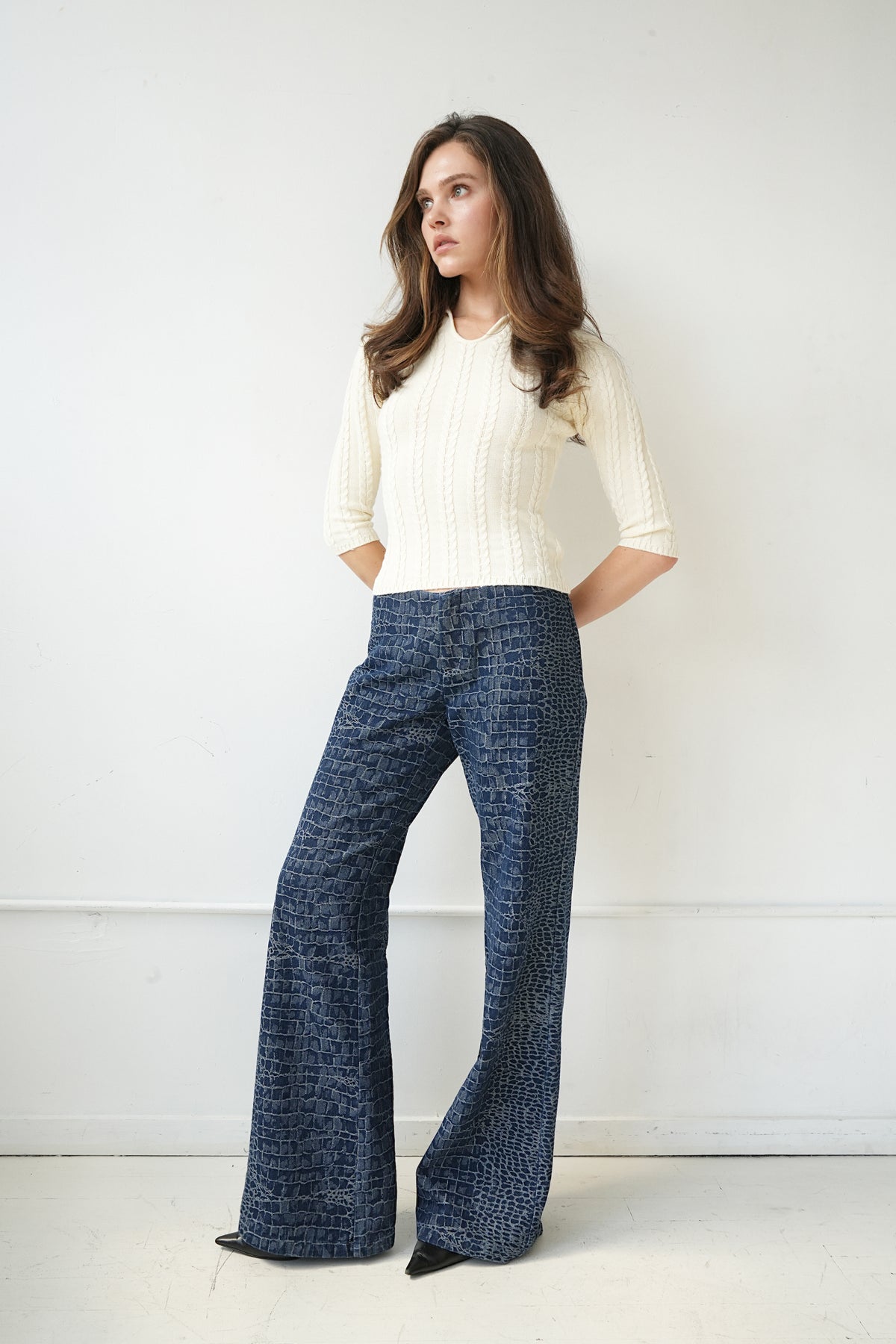 Darby Jacquard Pant — Denim Croc