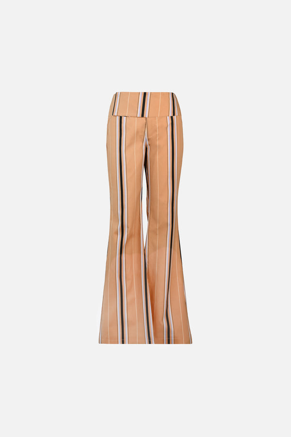 Tilly Cotton Trouser — Camel Striped