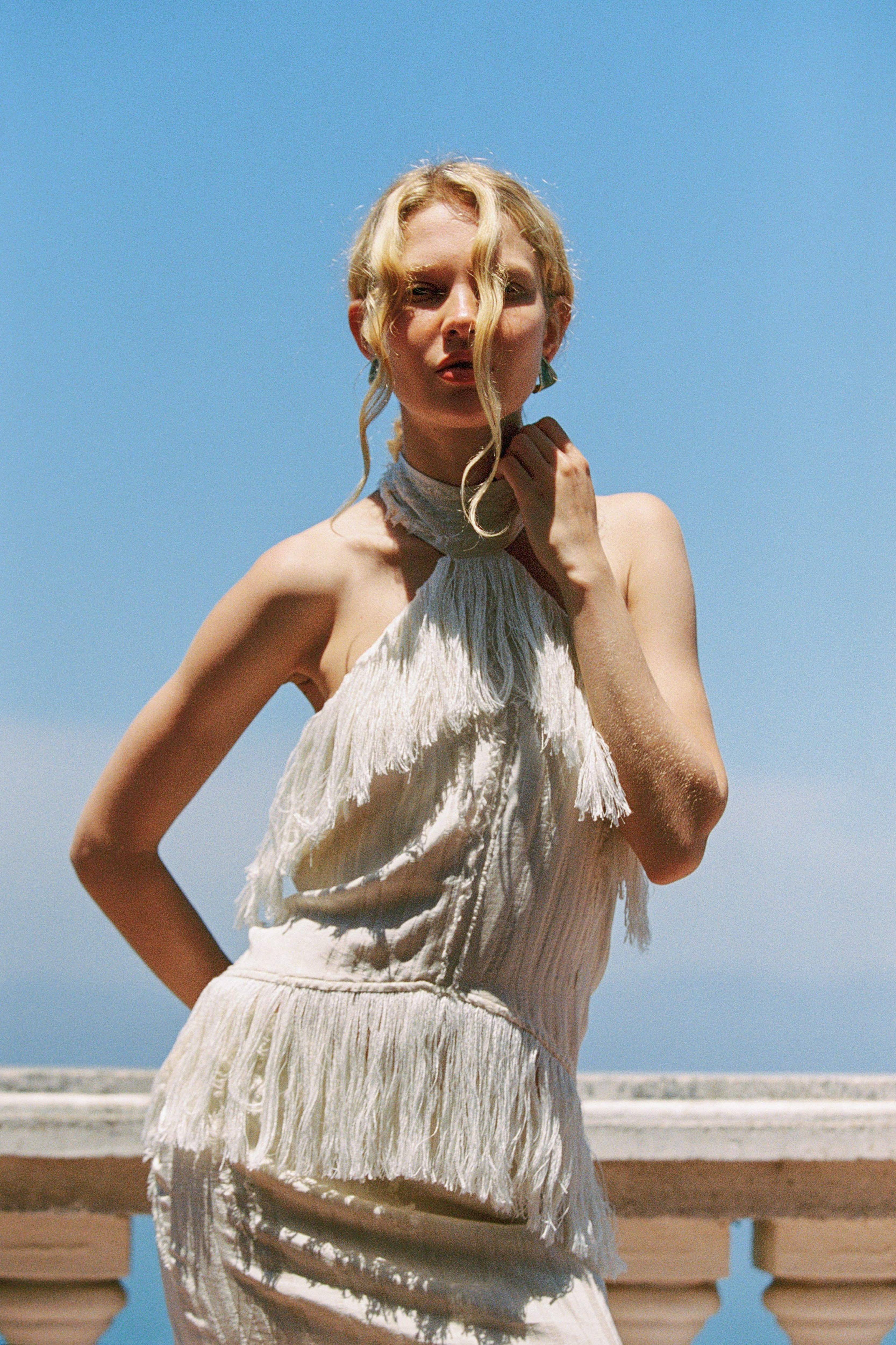 Jones Fringe Top in Ivory, view 3
