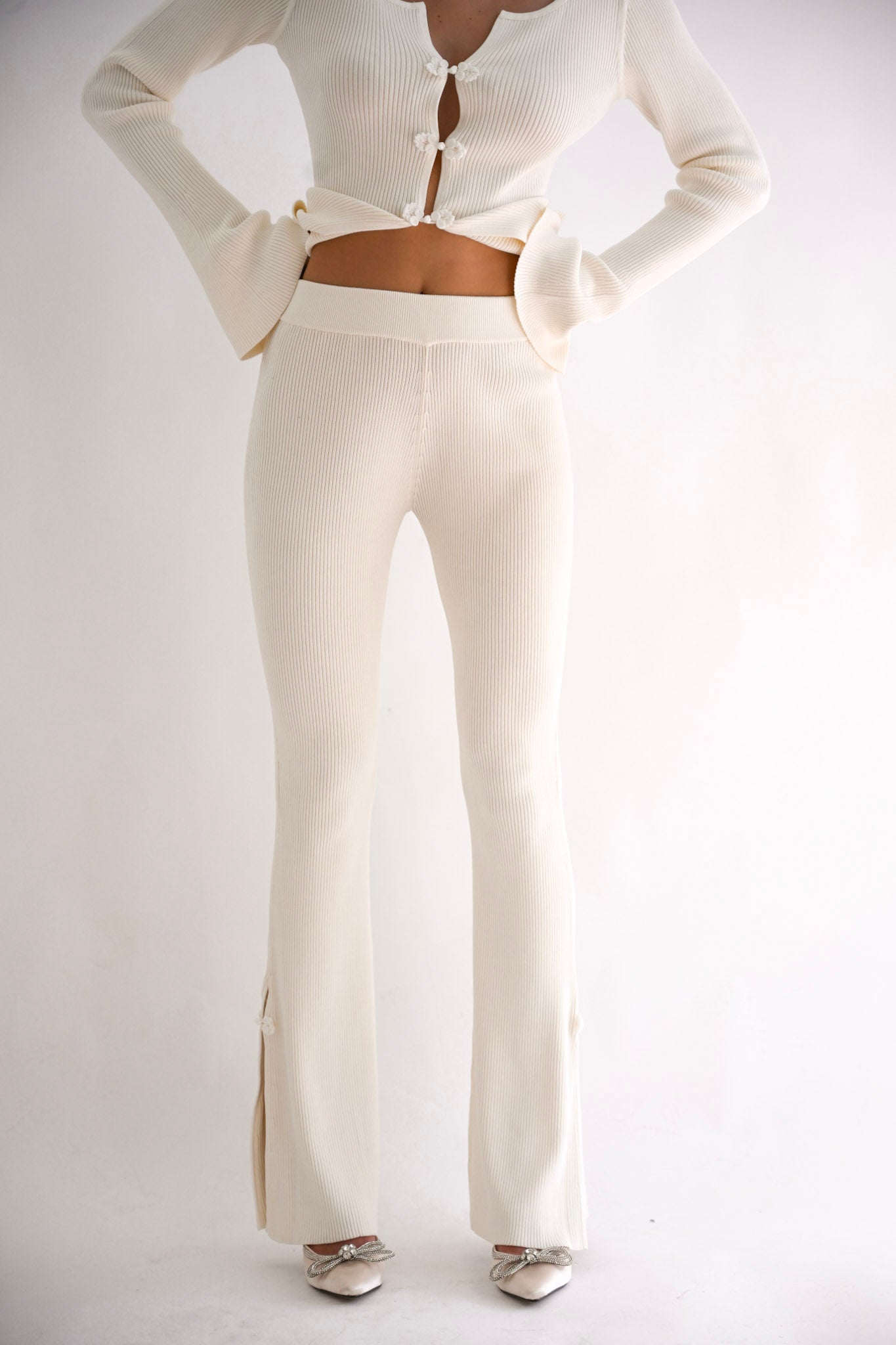 Harlow Bell Bottom Pants — Ivory