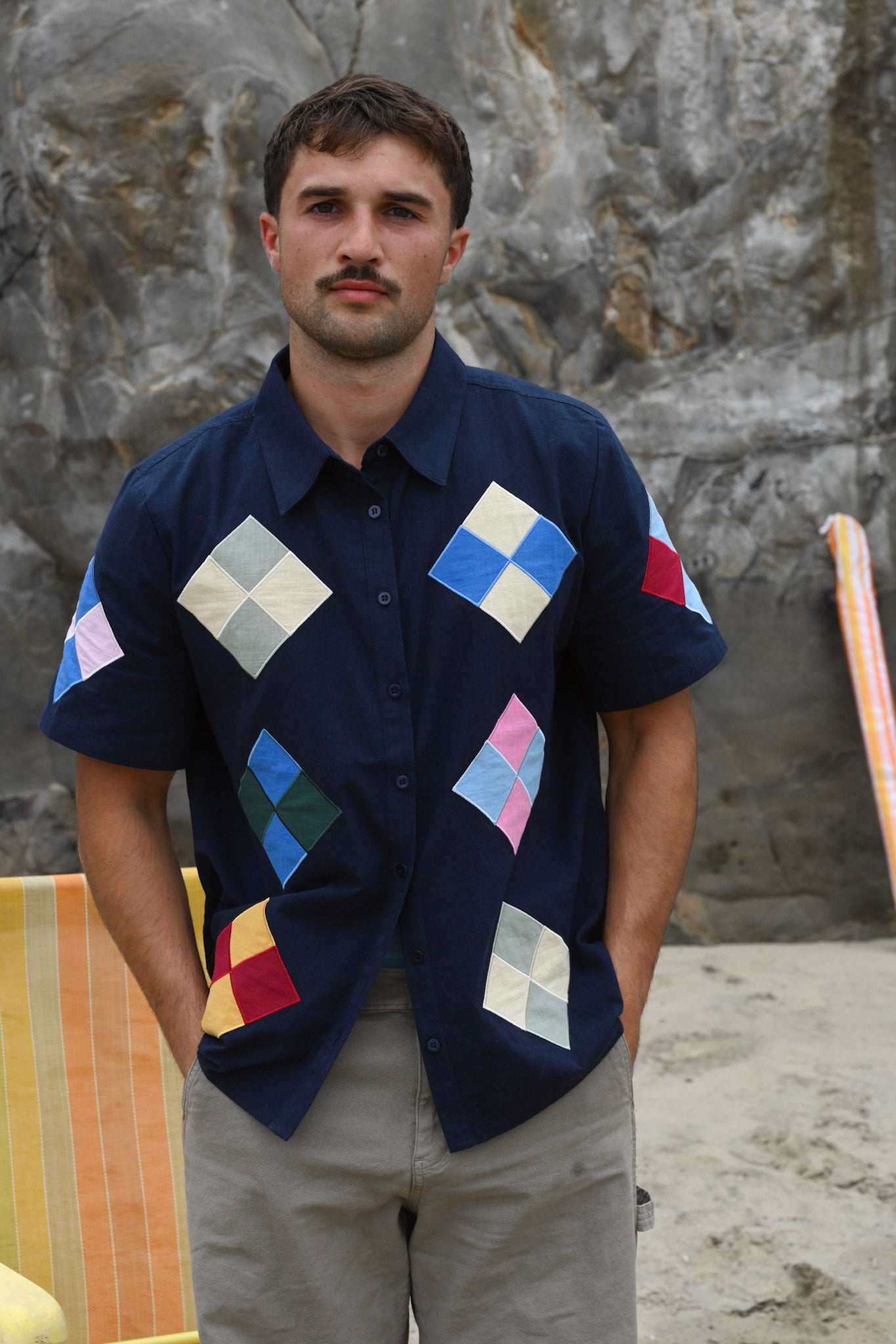 Mae Linen Unisex Shirt — Navy