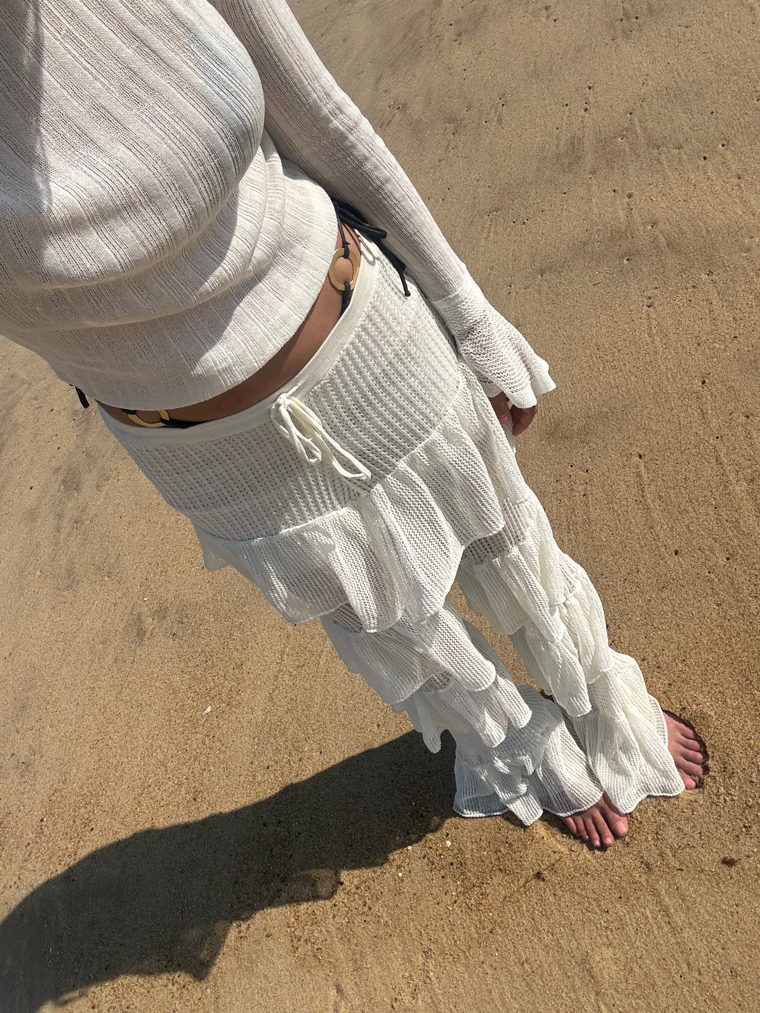 Clara Ruffle Pant — Ivory