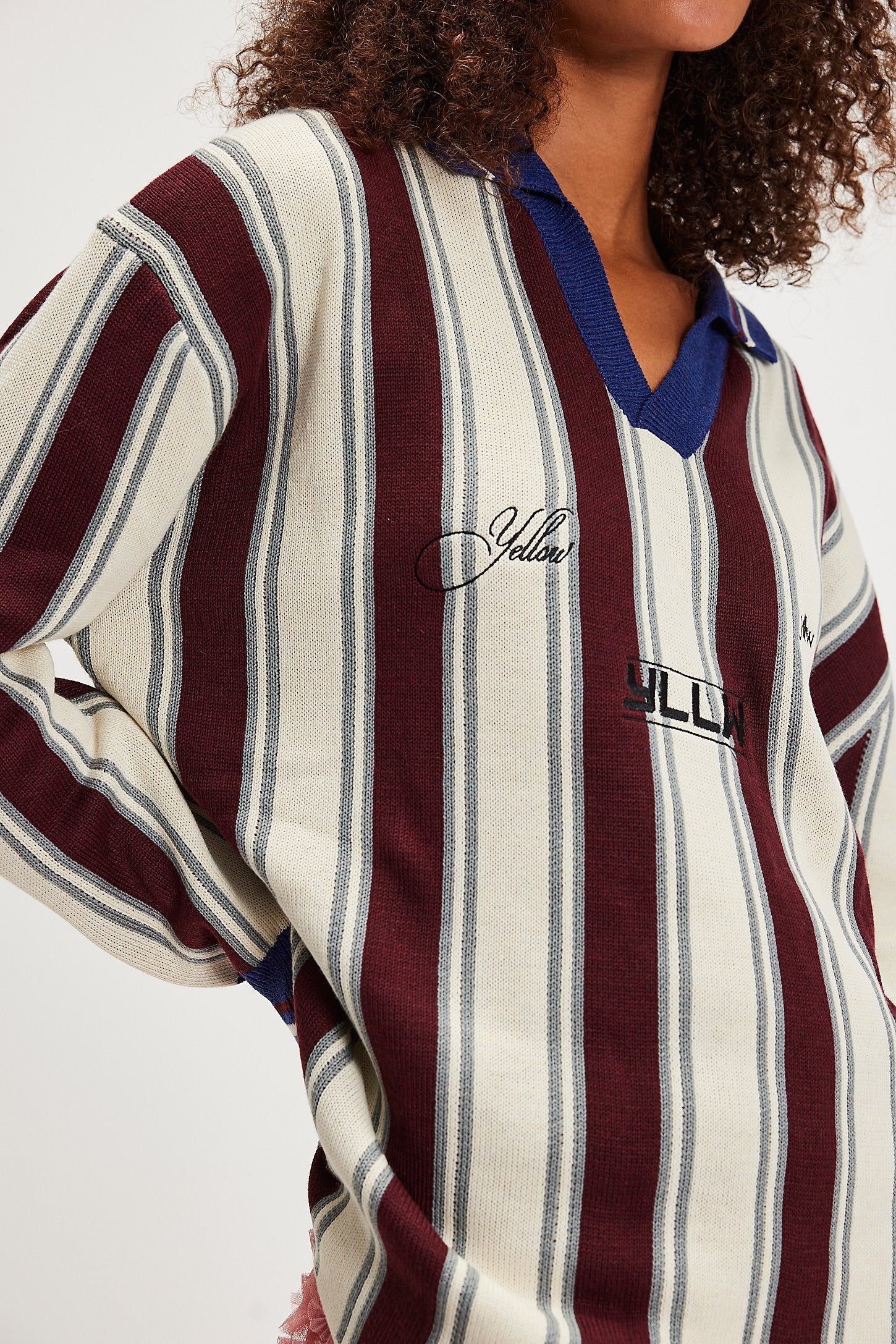 Racer Oversized Knit — Burgundy Stripe