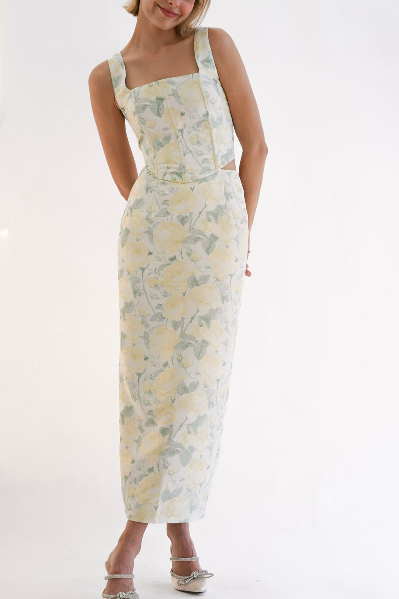Harmony Midi Skirt — Sage Floral