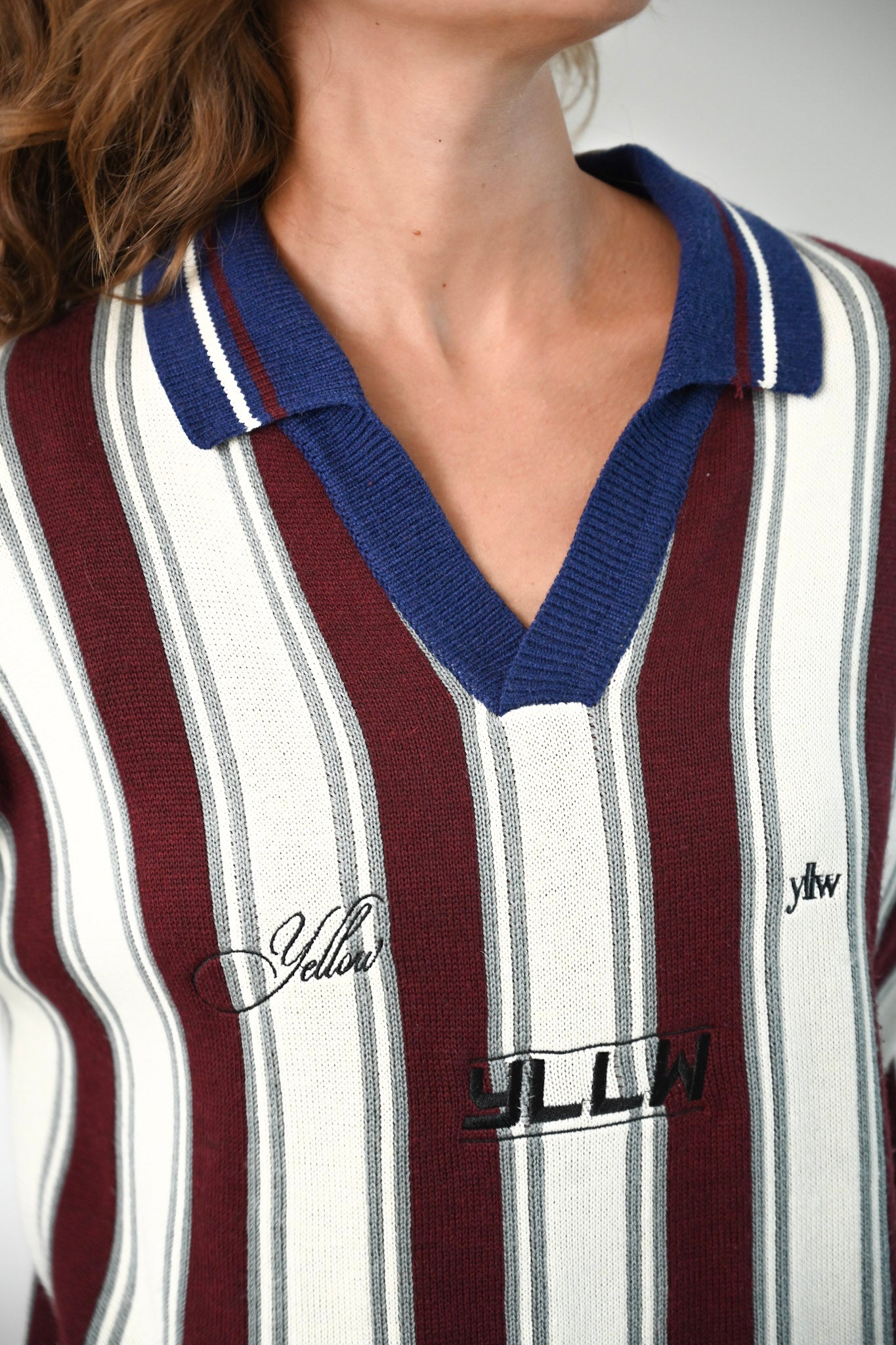 Racer Oversized Knit — Burgundy Stripe