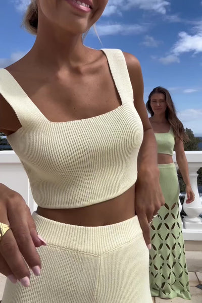 Adina Knit Skirt Set — Pea Green