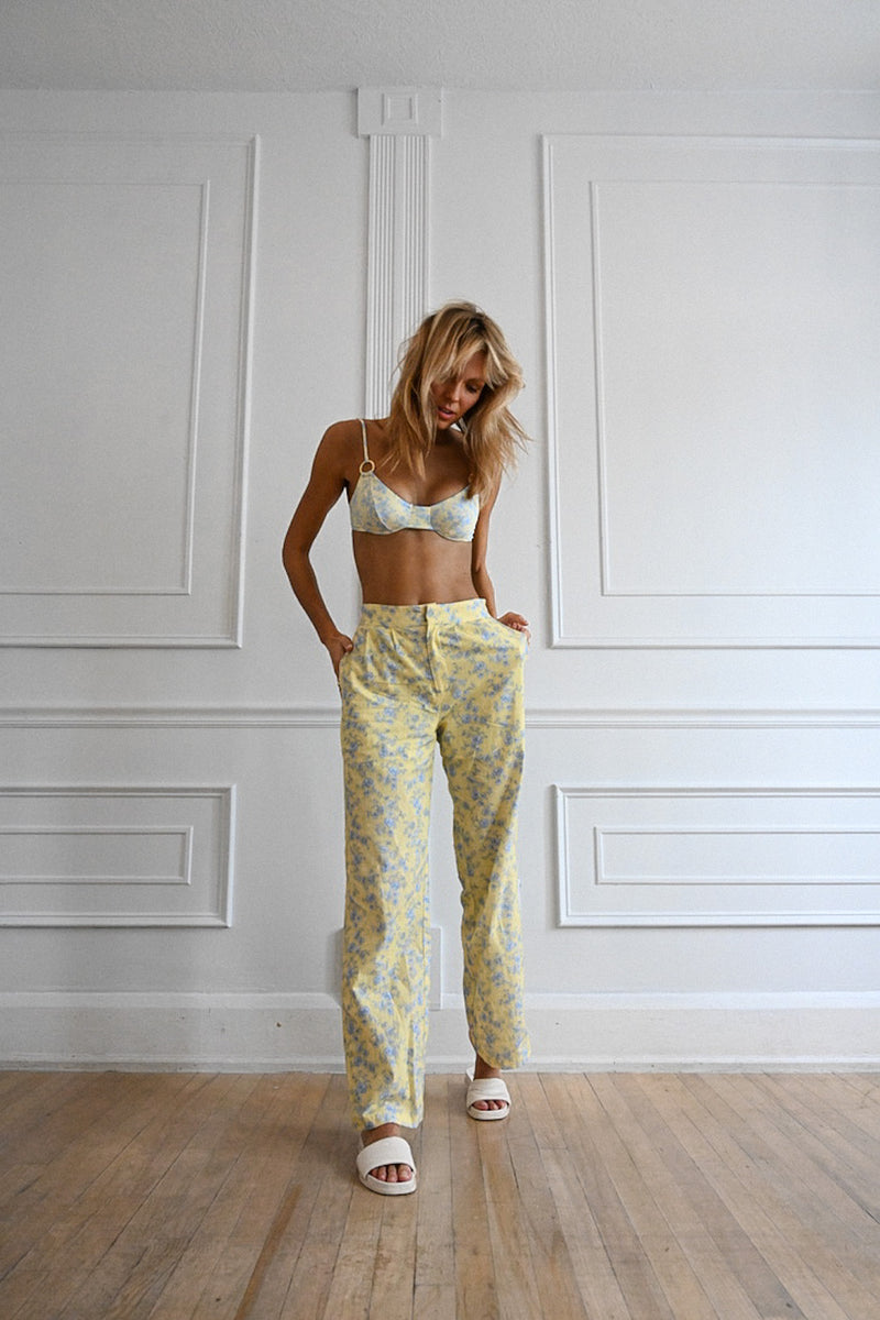 Lou Linen Pants — Butter Toile – Yellow The Label