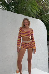 Kendra Knit Top — Sunset Stripe