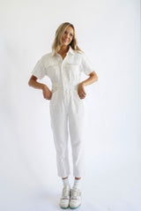 Dania Collared Utility Jumpsuit — Ivory