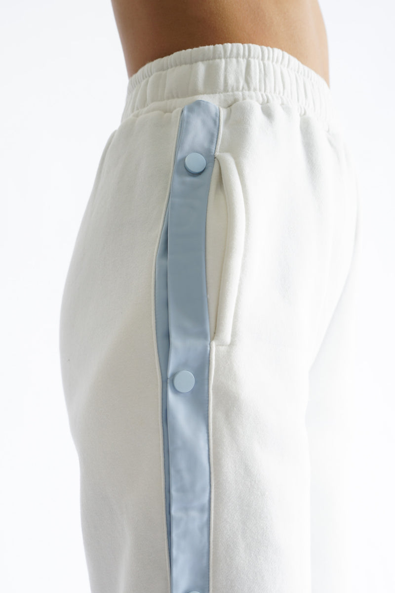Tearaway Fleece Pants — White / Baby Blue