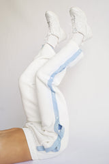 Tearaway Fleece Pants — White / Baby Blue