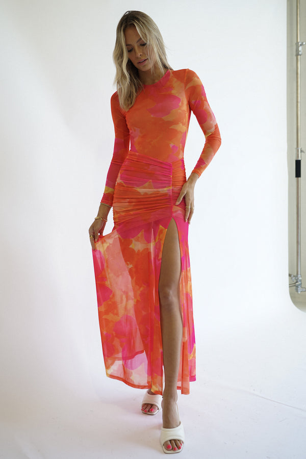 Olivia Maxi Dress — Orange Floral