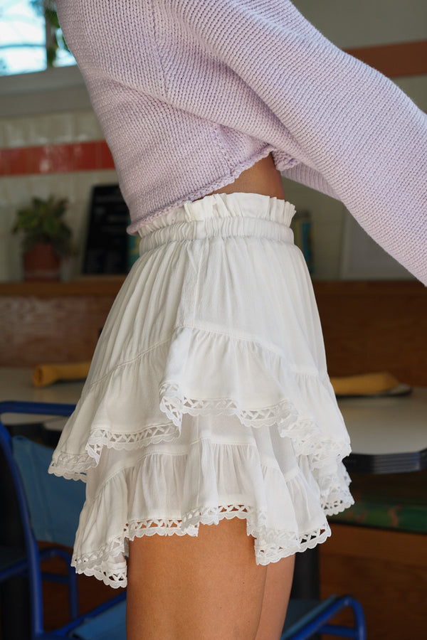 Easy Breezy Tiered Shorts — White