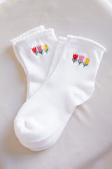 Embroidered Sock Pack — Tricolor Tulips